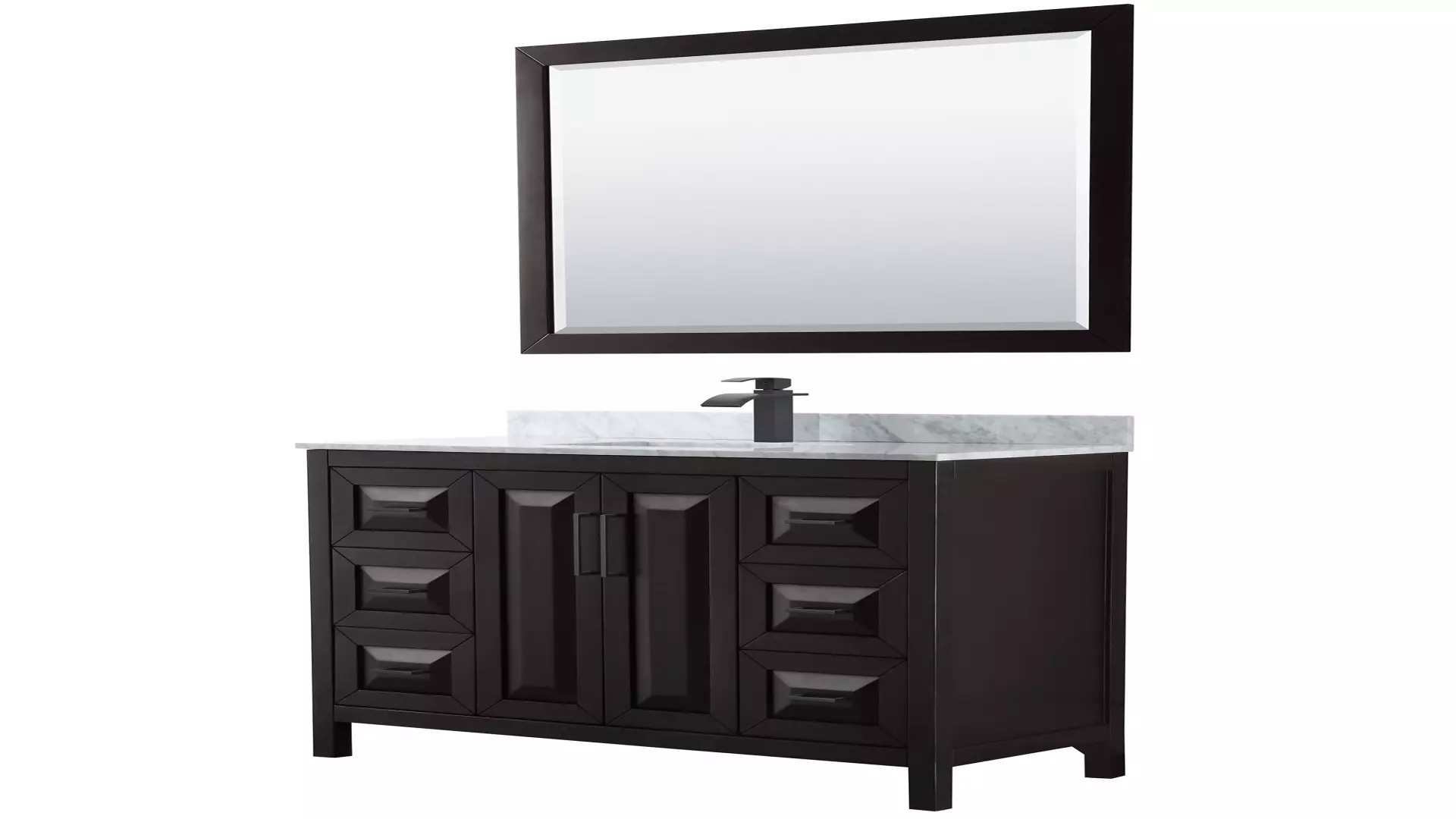 Daria 48 Inch Single Bathroom Vanity in Dark Espresso, White Carrara Marble Countertop, Undermount Square Sink, Matte Black Trim, 46 Inch Mirror material