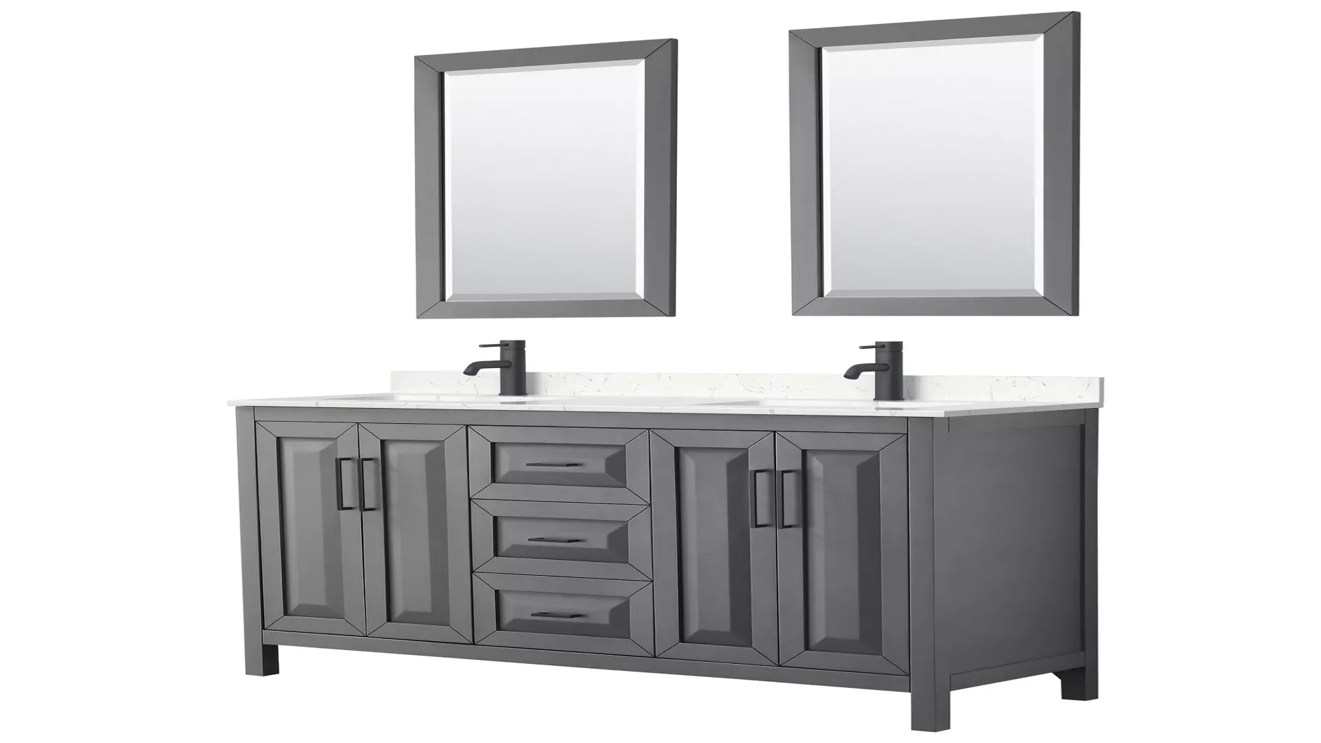 Daria 60 Inch Double Bathroom Vanity in Dark Gray, Carrara Cultured Marble Countertop, Undermount Square Sinks, Matte Black Trim, 24 Inch Mirrors material