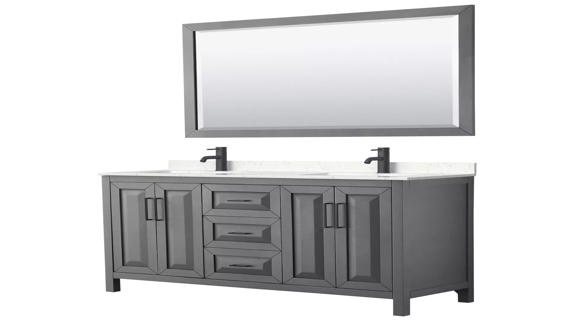 Daria 60 Inch Double Bathroom Vanity in Dark Gray, Carrara Cultured Marble Countertop, Undermount Square Sinks, Matte Black Trim, 58 Inch Mirror material
