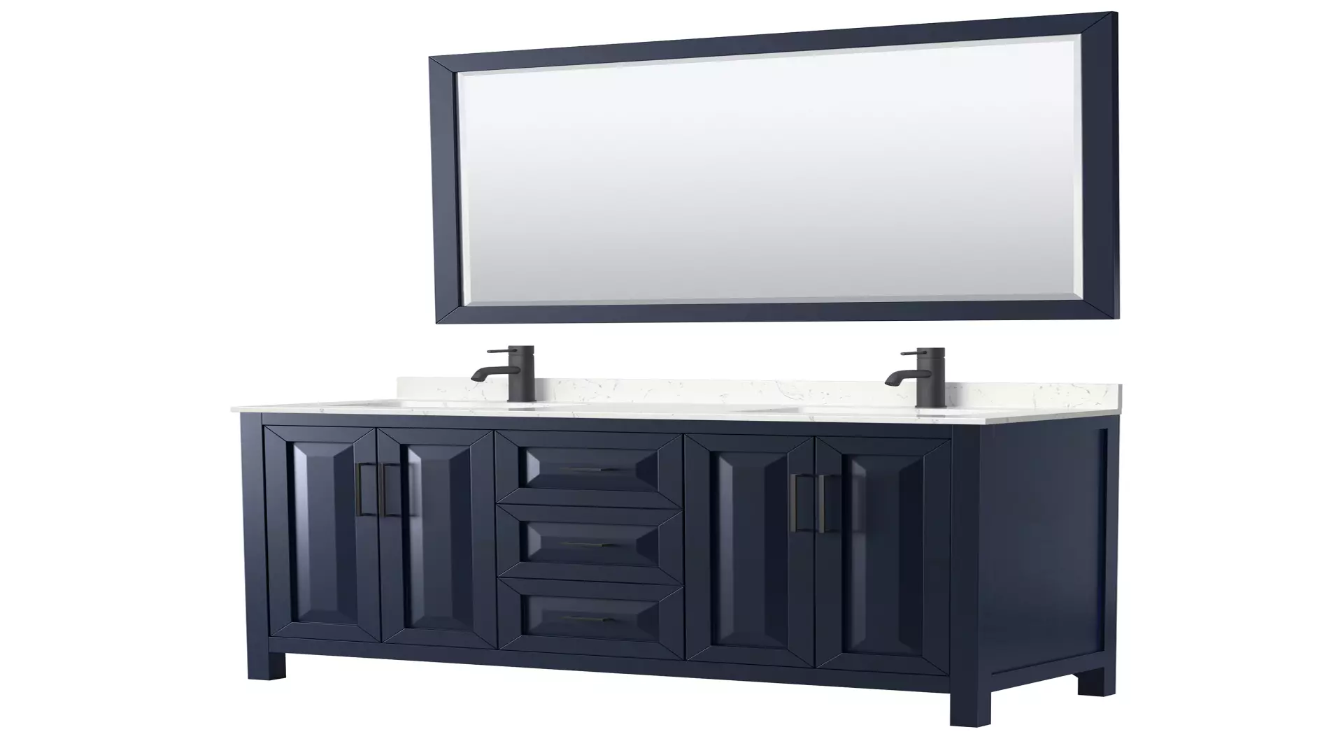 Daria 60 Inch Double Bathroom Vanity in Dark Blue, Carrara Cultured Marble Countertop, Undermount Square Sinks, Matte Black Trim, 58 Inch Mirror material