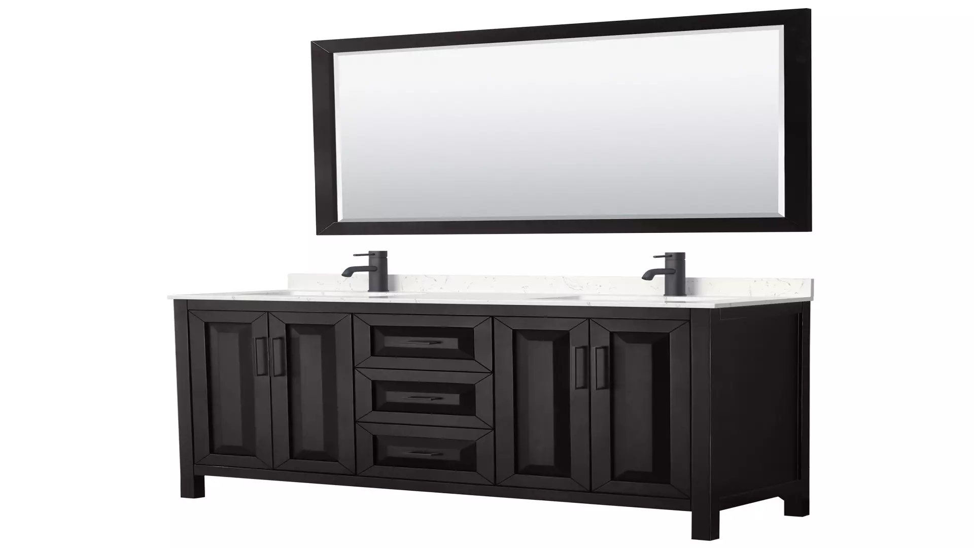 Daria 60 Inch Double Bathroom Vanity in Dark Espresso, Carrara Cultured Marble Countertop, Undermount Square Sinks, Matte Black Trim, 58 Inch Mirror material
