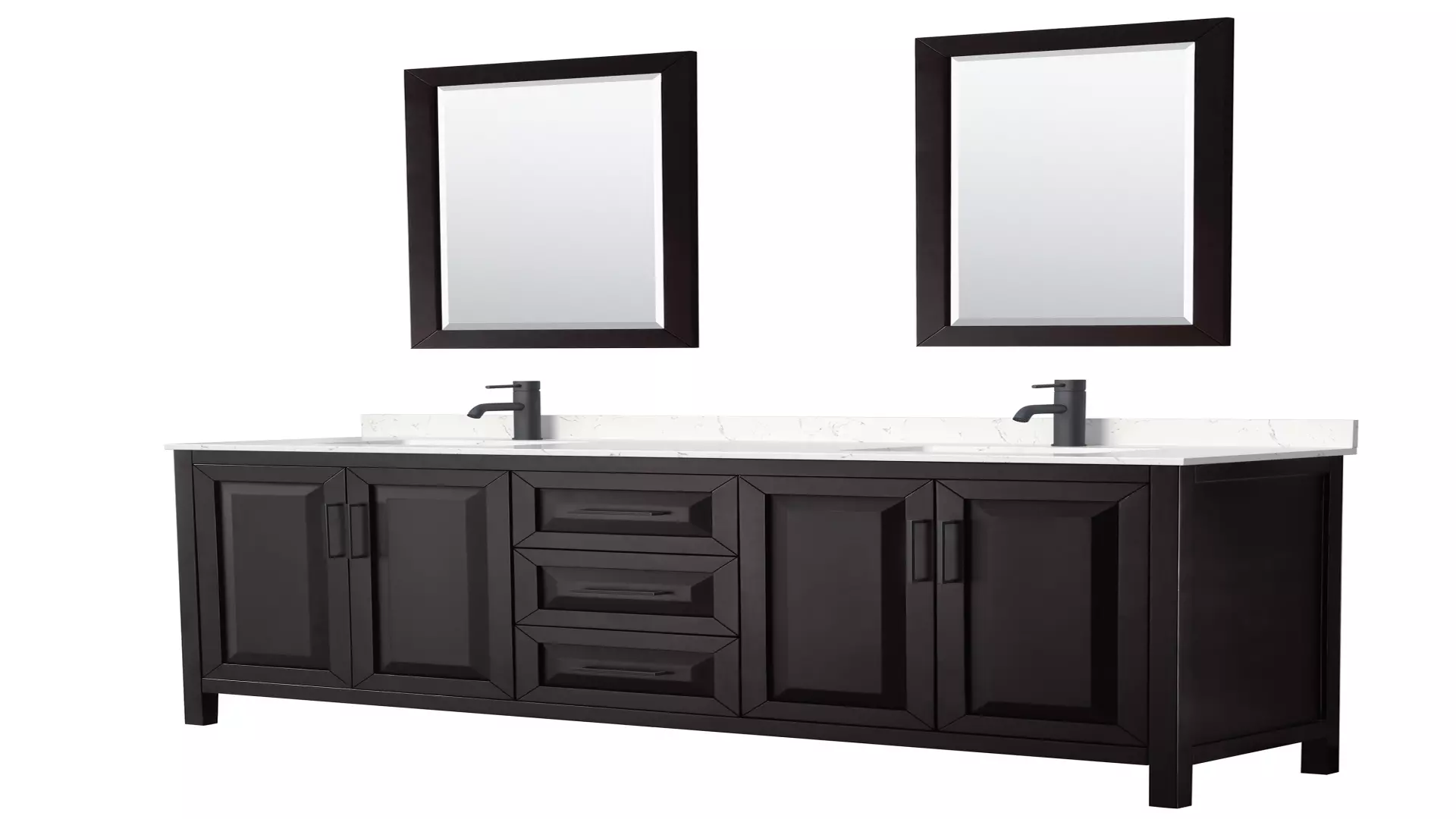 Daria 80 Inch Double Bathroom Vanity in Dark Espresso, Carrara Cultured Marble Countertop, Undermount Square Sinks, Matte Black Trim, 24 Inch Mirrors material