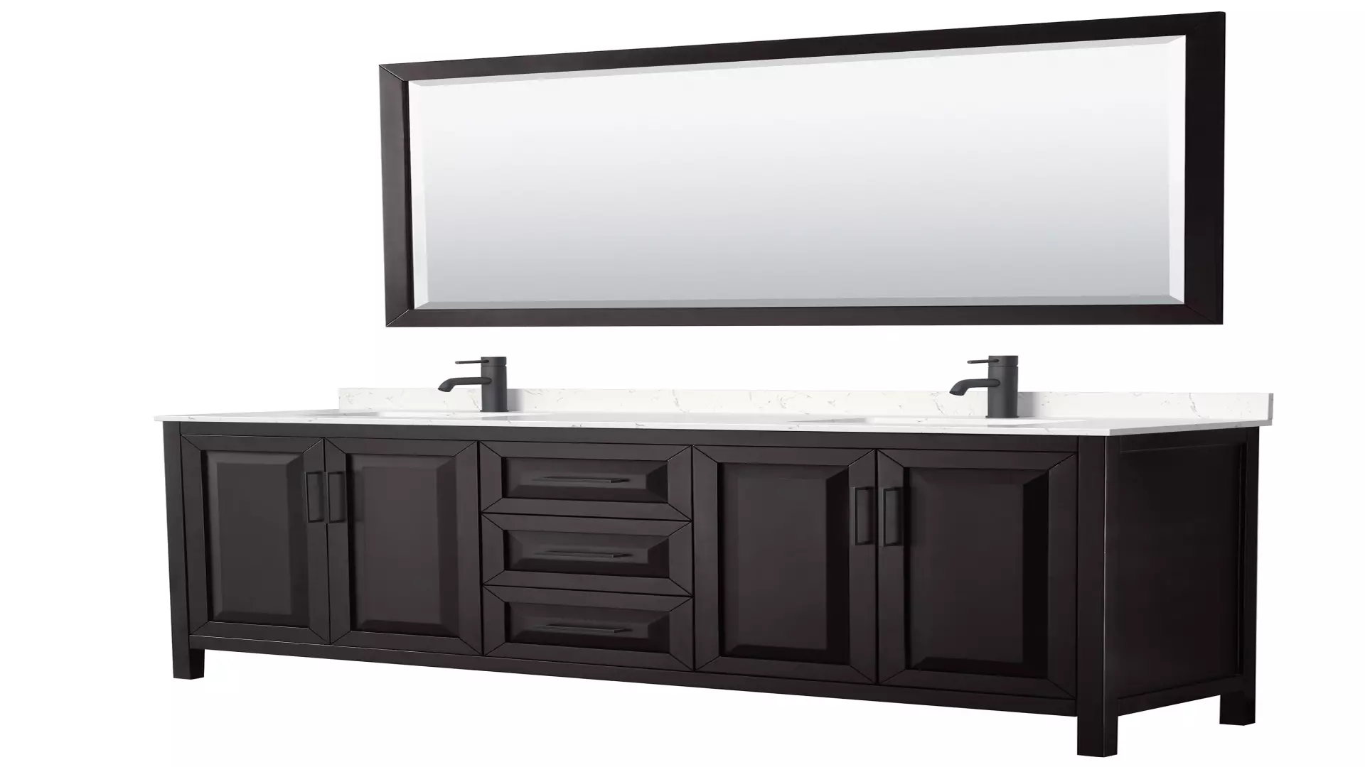 Daria 80 Inch Double Bathroom Vanity in Dark Espresso, Carrara Cultured Marble Countertop, Undermount Square Sinks, Matte Black Trim, 70 Inch Mirror material