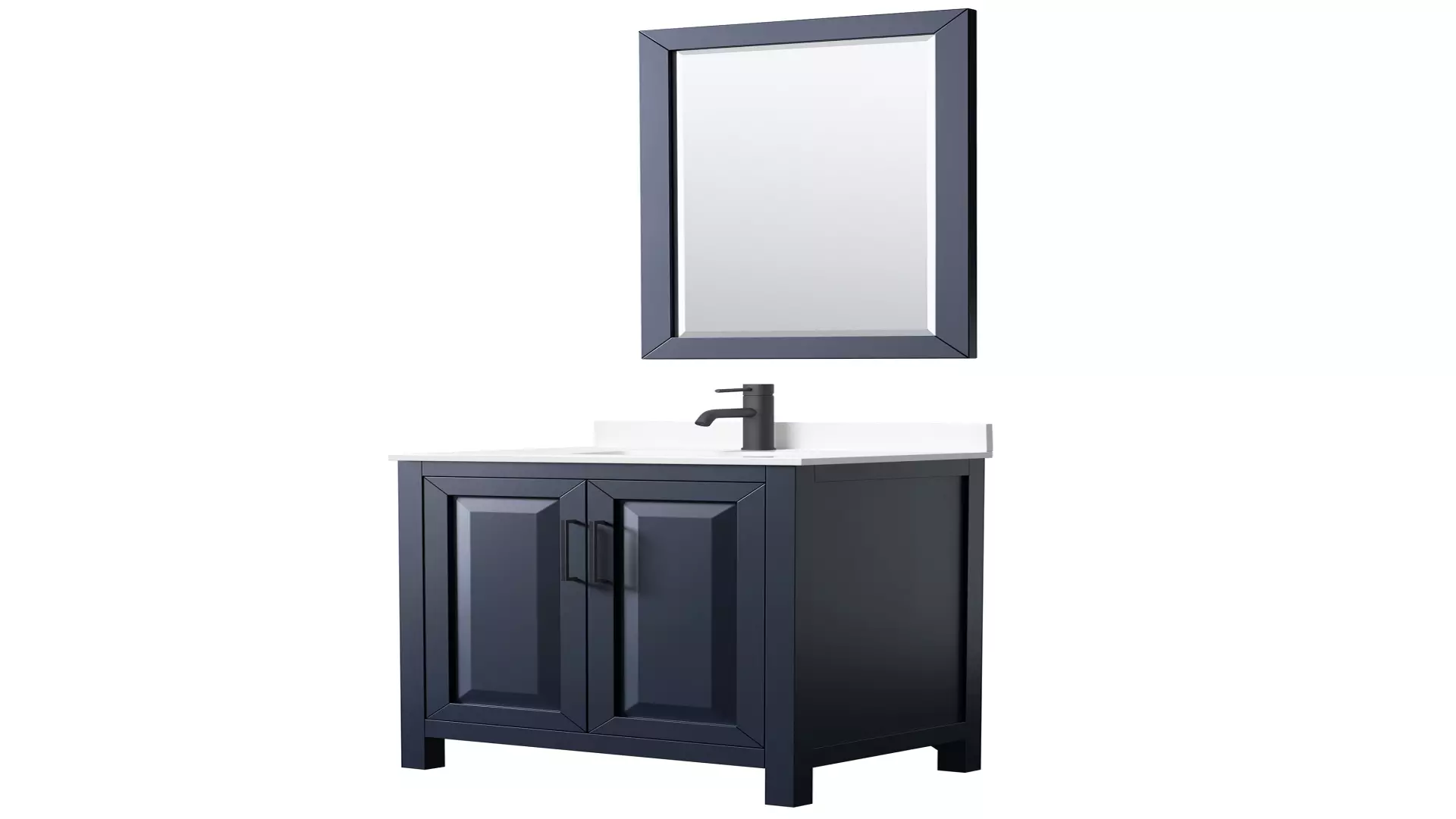 Daria 30 Inch Single Bathroom Vanity in Dark Blue, White Cultured Marble Countertop, Undermount Square Sink, Matte Black Trim, 24 Inch Mirror material