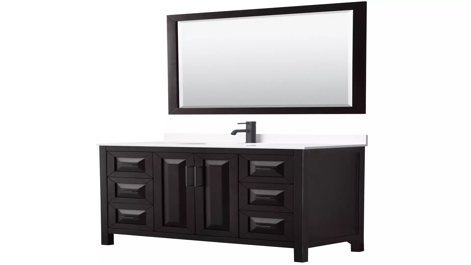 Daria 48 Inch Single Bathroom Vanity in Dark Espresso, White Cultured Marble Countertop, Undermount Square Sink, Matte Black Trim, 46 Inch Mirror material