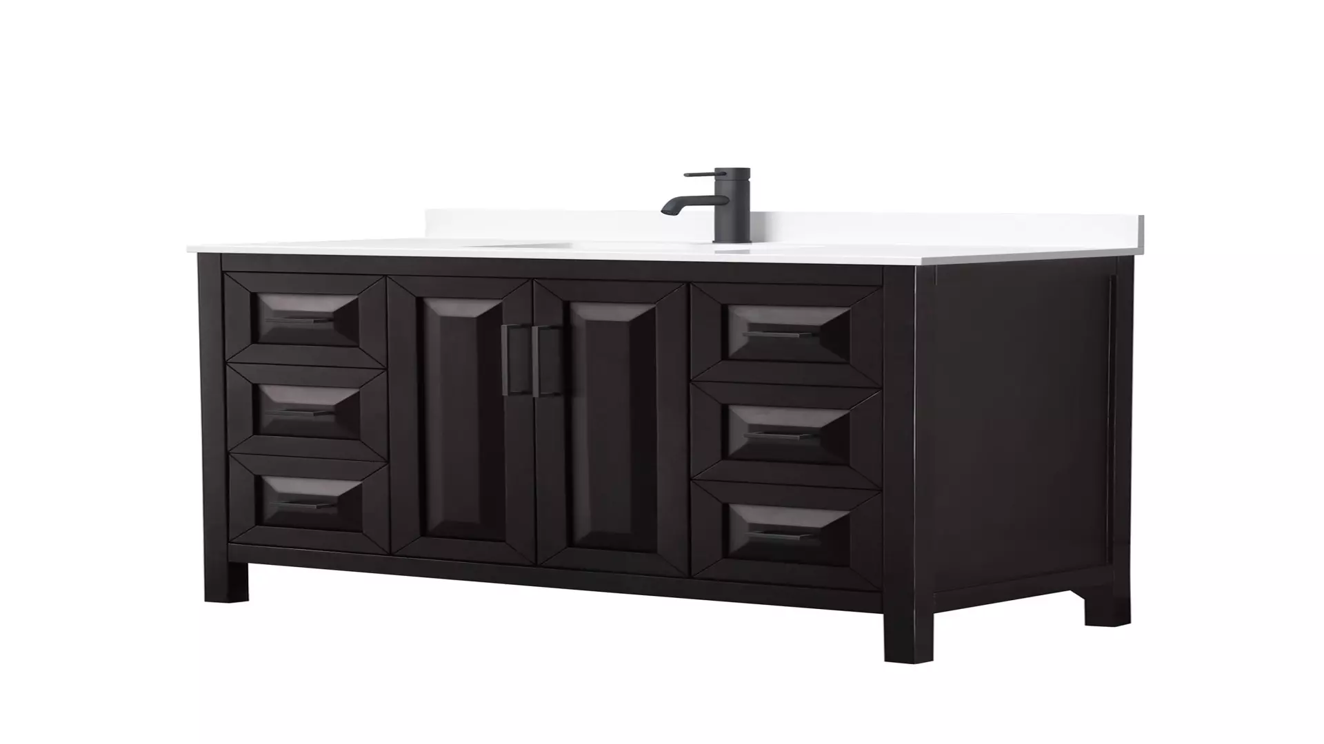 Daria 48 Inch Single Bathroom Vanity in Dark Espresso, White Cultured Marble Countertop, Undermount Square Sink, Matte Black Trim material