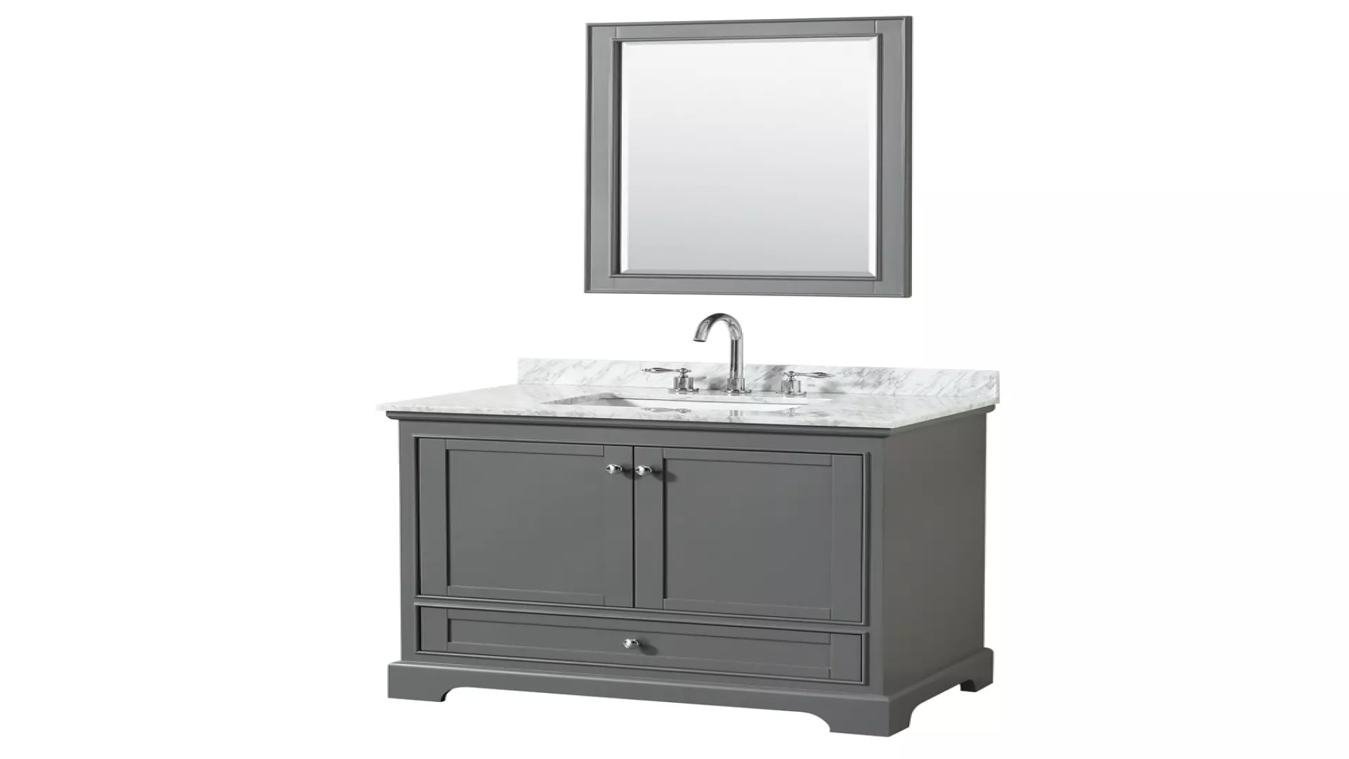 Deborah 36 Inch Single Bathroom Vanity in Dark Gray, White Carrara Marble Countertop, Undermount Square Sink, and 24 Inch Mirror material