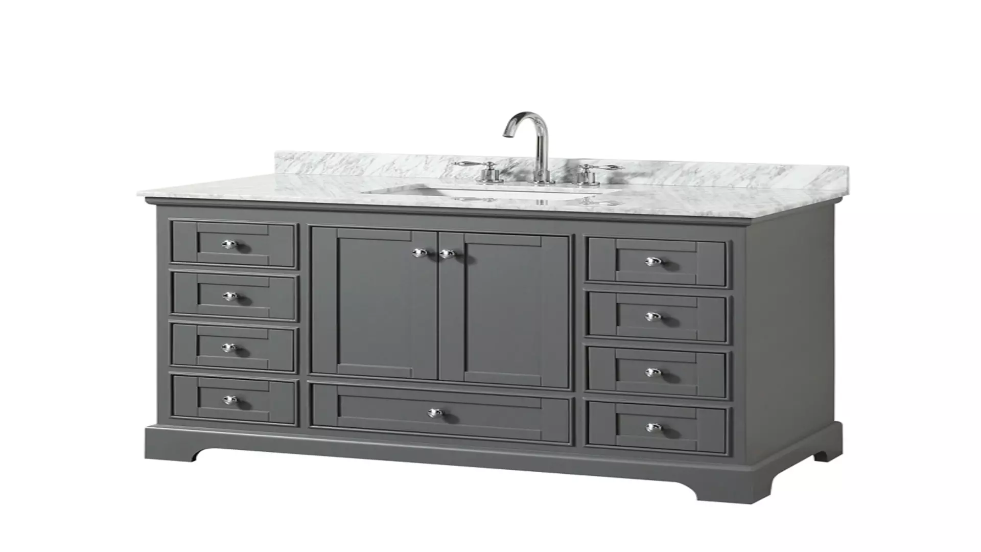 Deborah 48 Inch Single Bathroom Vanity in Dark Gray, White Carrara Marble Countertop, Undermount Square Sink, and No Mirror material