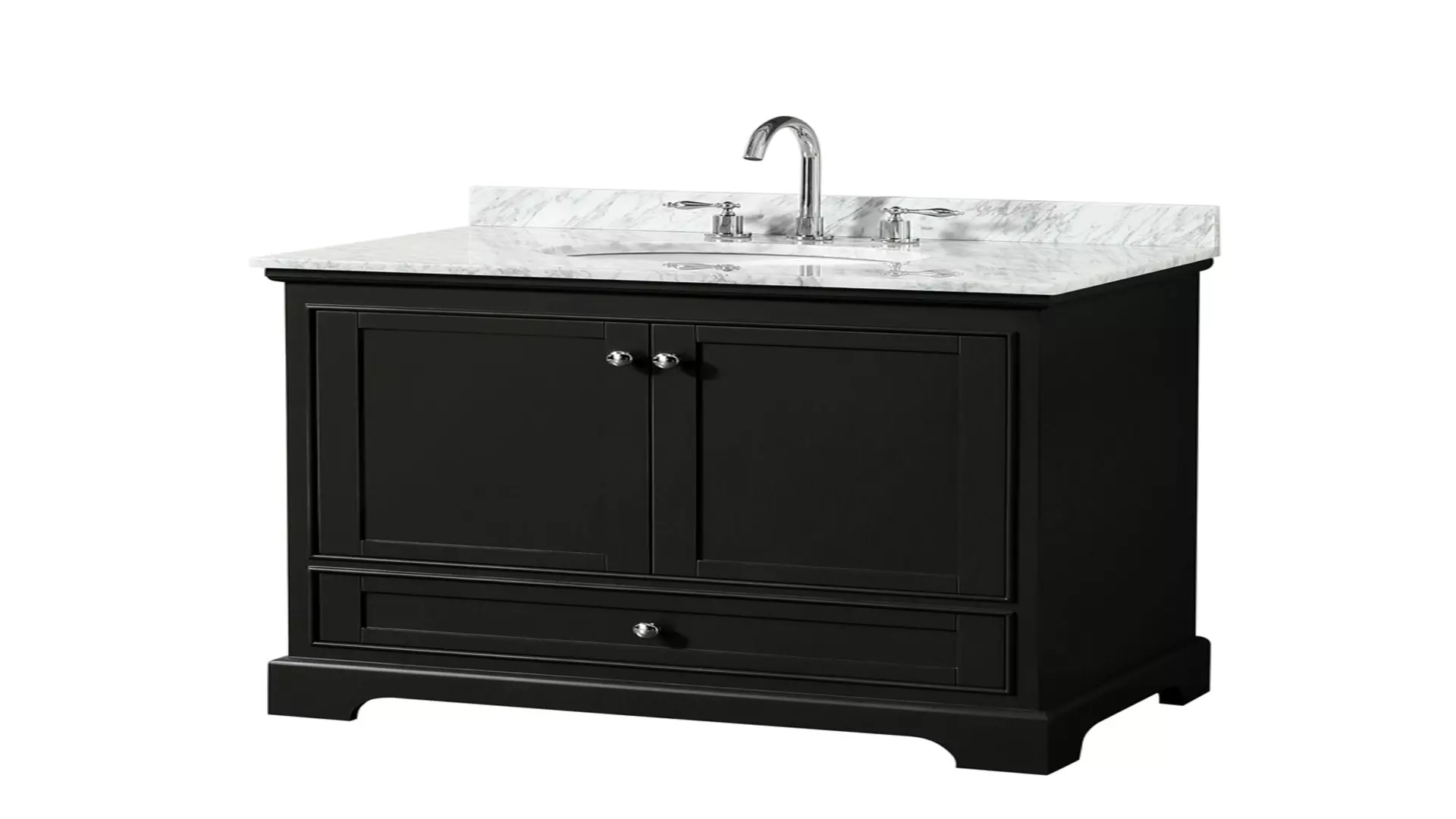 Deborah 36 Inch Single Bathroom Vanity in Dark Espresso, White Carrara Marble Countertop, Undermount Oval Sink, and No Mirror material