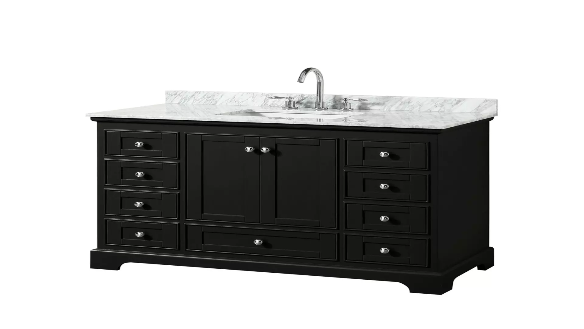 Deborah 48 Inch Single Bathroom Vanity in Dark Espresso, White Carrara Marble Countertop, Undermount Square Sink, and No Mirror material