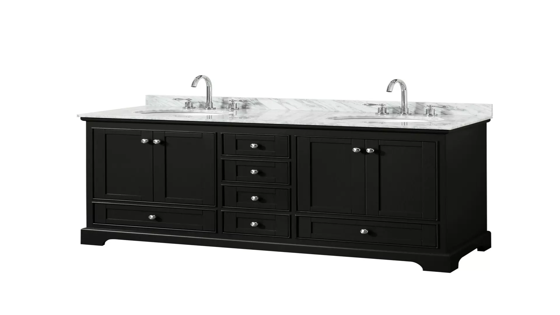 Deborah 60 Inch Double Bathroom Vanity in Dark Espresso, White Carrara Marble Countertop, Undermount Oval Sinks, and No Mirrors material