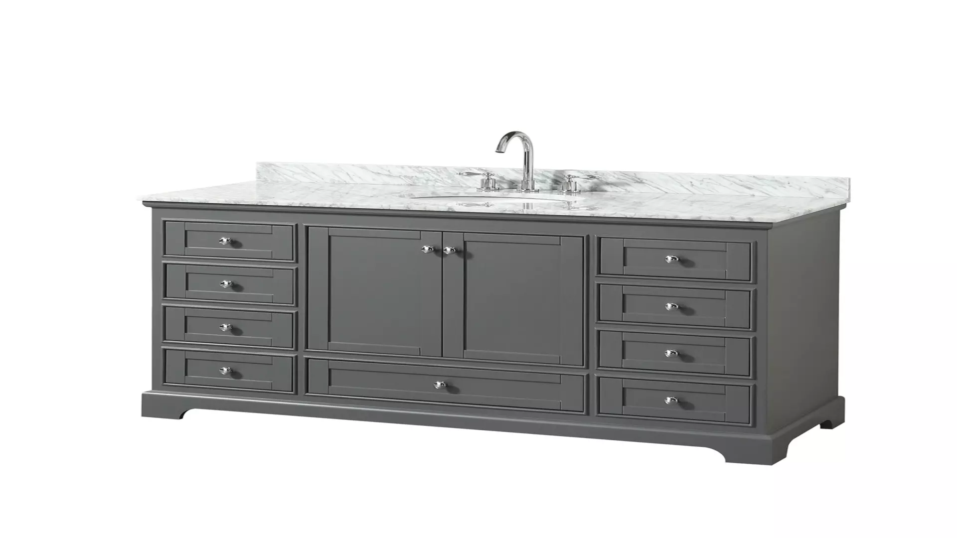 Deborah 60 Inch Single Bathroom Vanity in Dark Gray, White Carrara Marble Countertop, Undermount Oval Sink, and No Mirror material