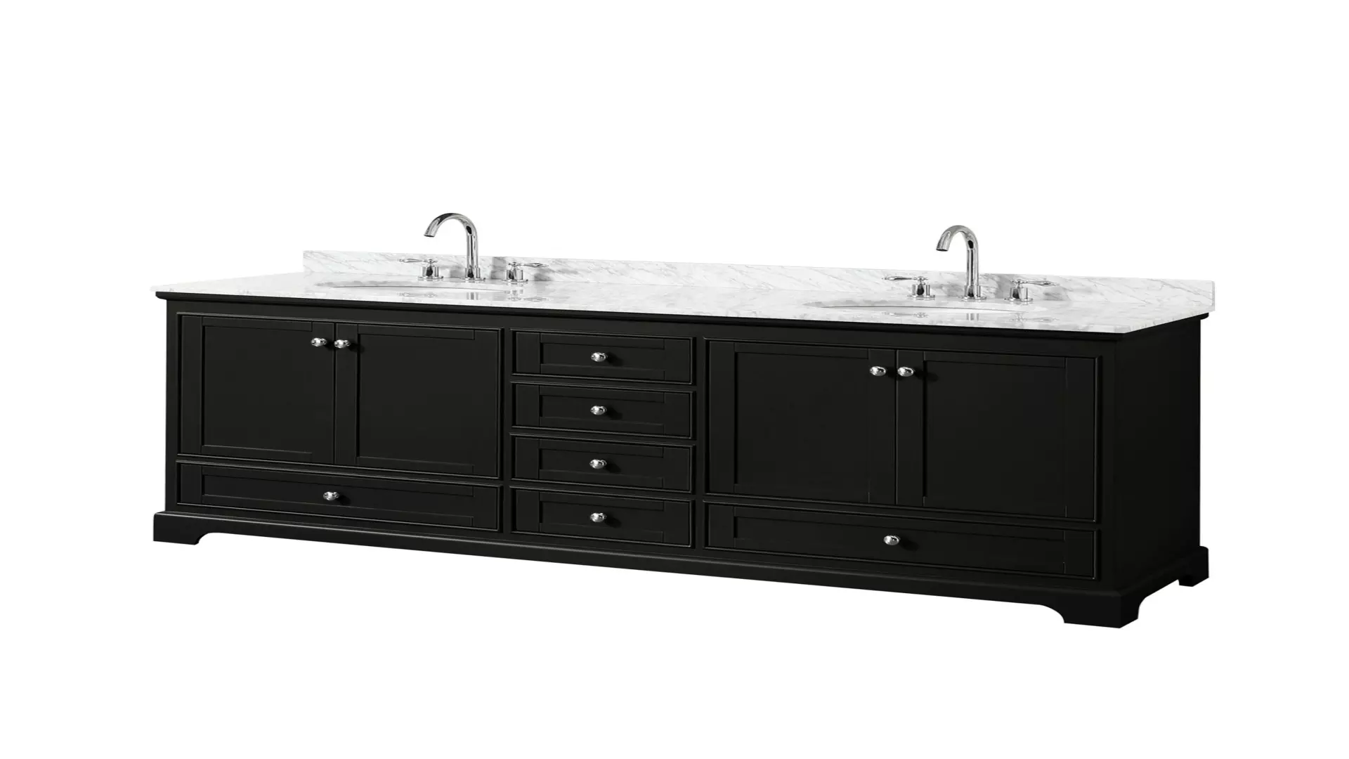 Deborah 80 Inch Double Bathroom Vanity in Dark Espresso, White Carrara Marble Countertop, Undermount Oval Sinks, and No Mirrors material