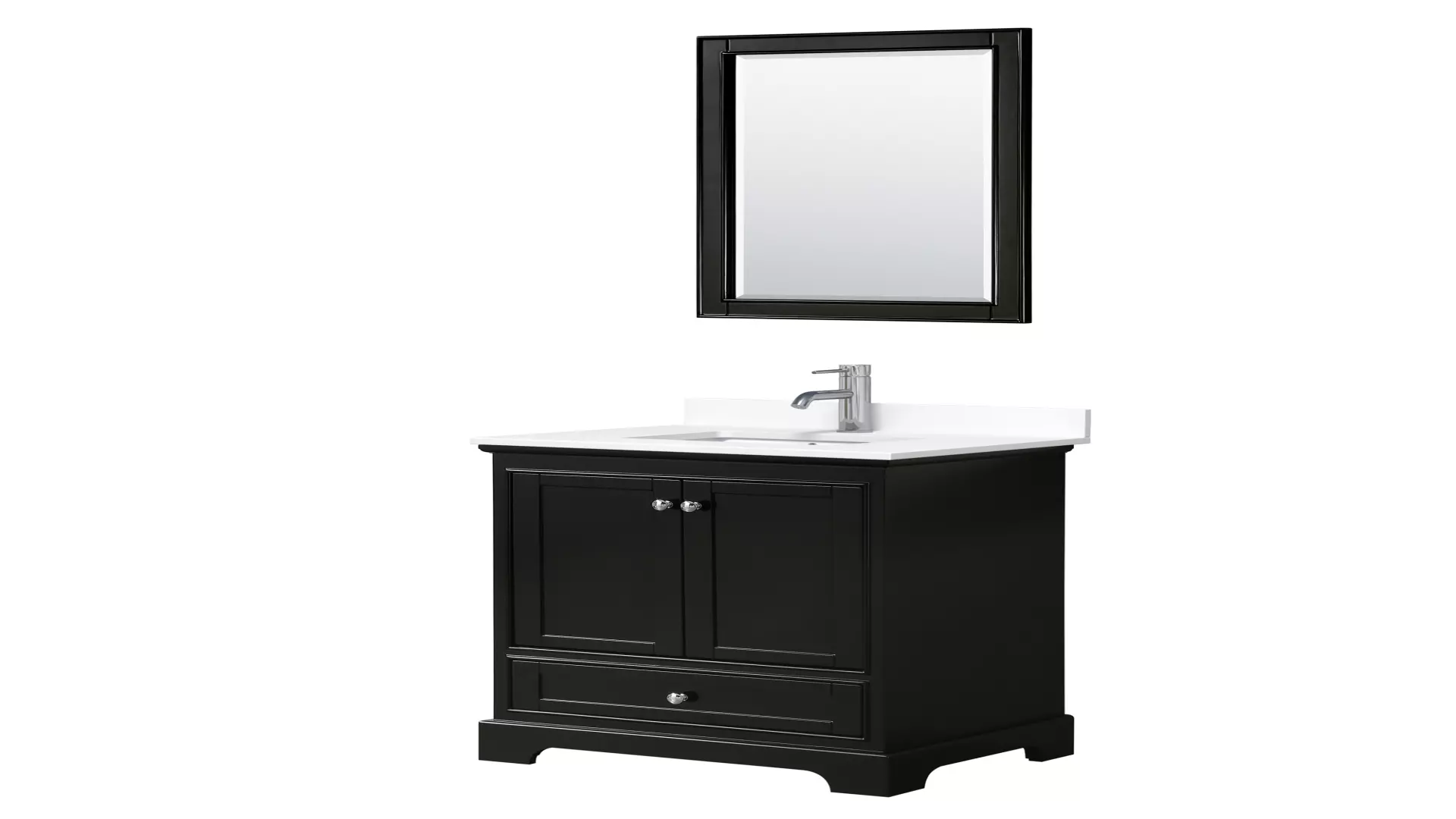 Deborah 30 Inch Single Bathroom Vanity in Dark Espresso, White Cultured Marble Countertop, Undermount Square Sink, 24 Inch Mirror material