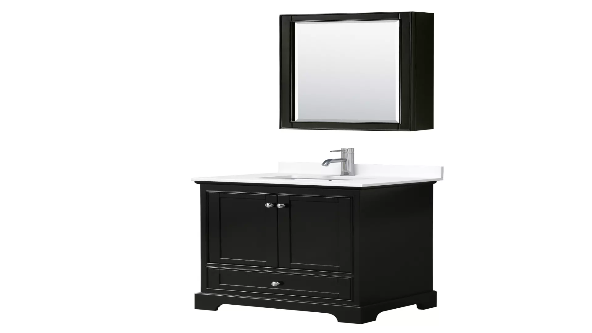 Deborah 30 Inch Single Bathroom Vanity in Dark Espresso, White Cultured Marble Countertop, Undermount Square Sink, Medicine Cabinet material