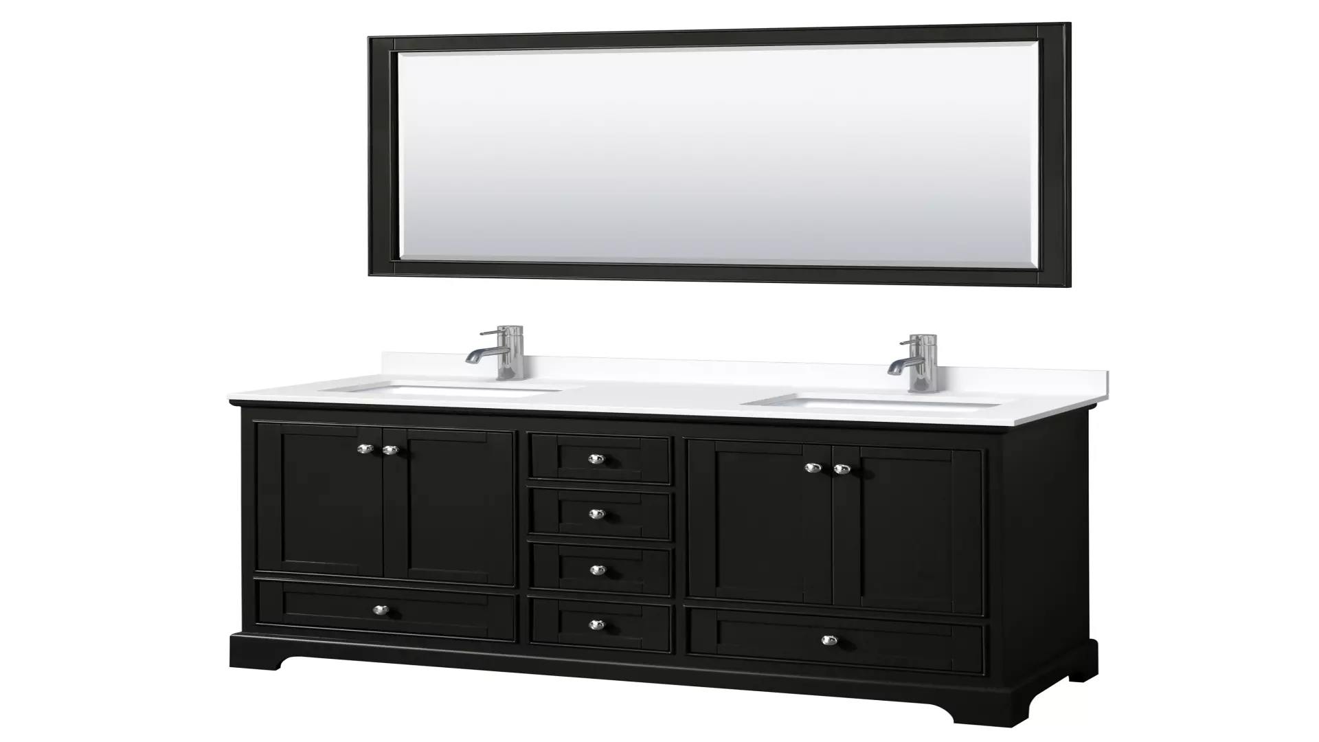 Deborah 60 Inch Double Bathroom Vanity in Dark Espresso, White Cultured Marble Countertop, Undermount Square Sinks, 58 Inch Mirror material