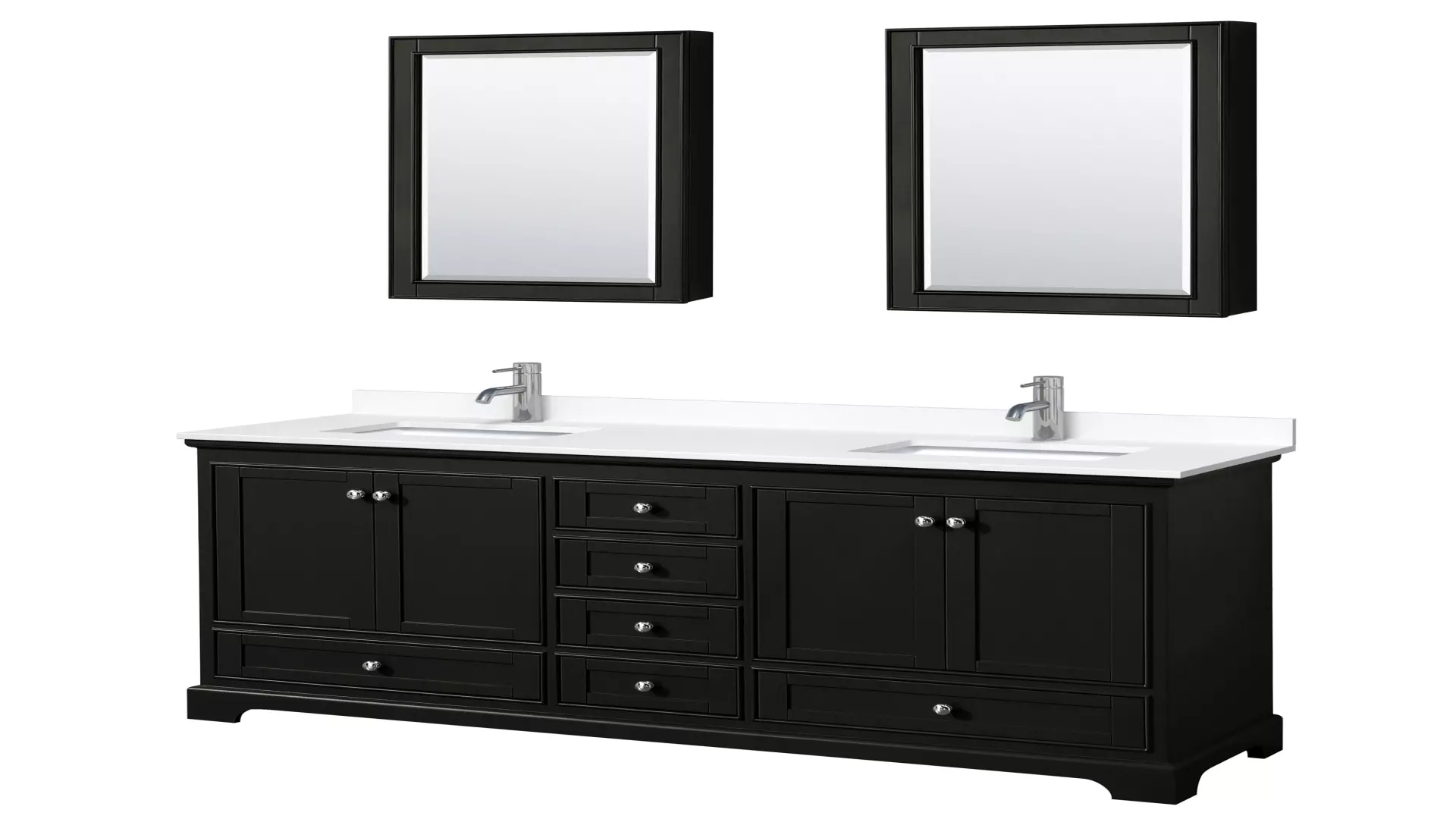 Deborah 72 Inch Double Bathroom Vanity in Dark Espresso, White Cultured Marble Countertop, Undermount Square Sinks, Medicine Cabinets material