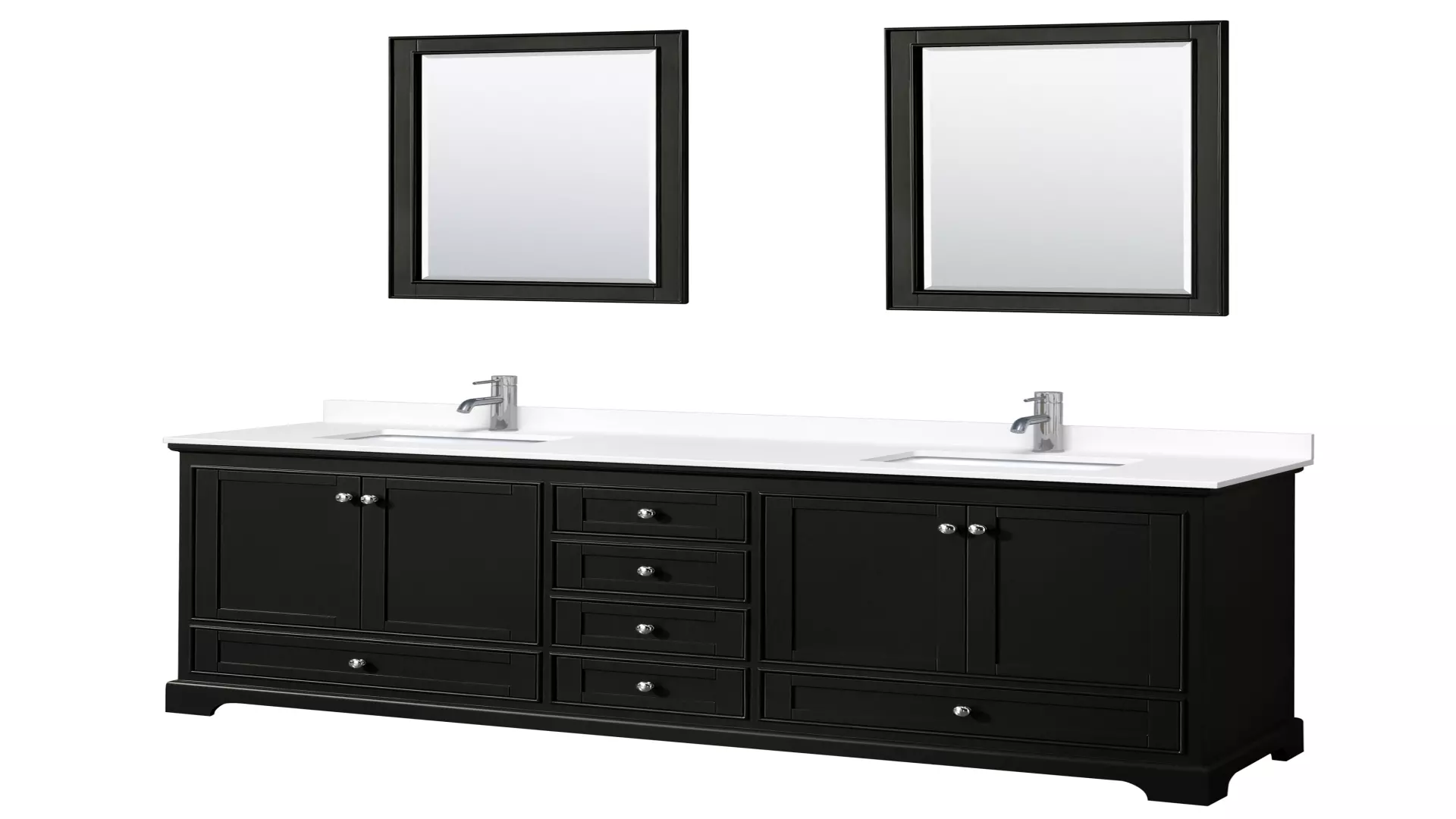 Deborah 80 Inch Double Bathroom Vanity in Dark Espresso, White Cultured Marble Countertop, Undermount Square Sinks, 24 Inch Mirrors material