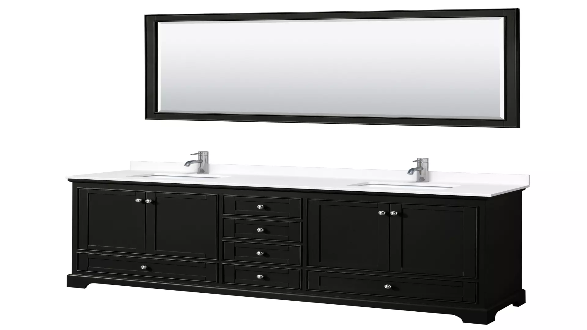 Deborah 80 Inch Double Bathroom Vanity in Dark Espresso, White Cultured Marble Countertop, Undermount Square Sinks, 70 Inch Mirror material