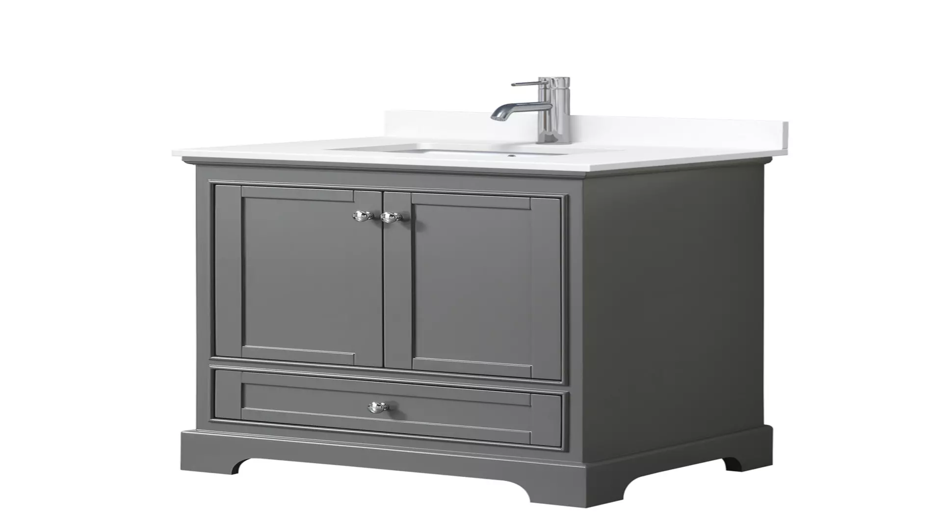Deborah 30 Inch Single Bathroom Vanity in Dark Gray, White Cultured Marble Countertop, Undermount Square Sink, No Mirror material