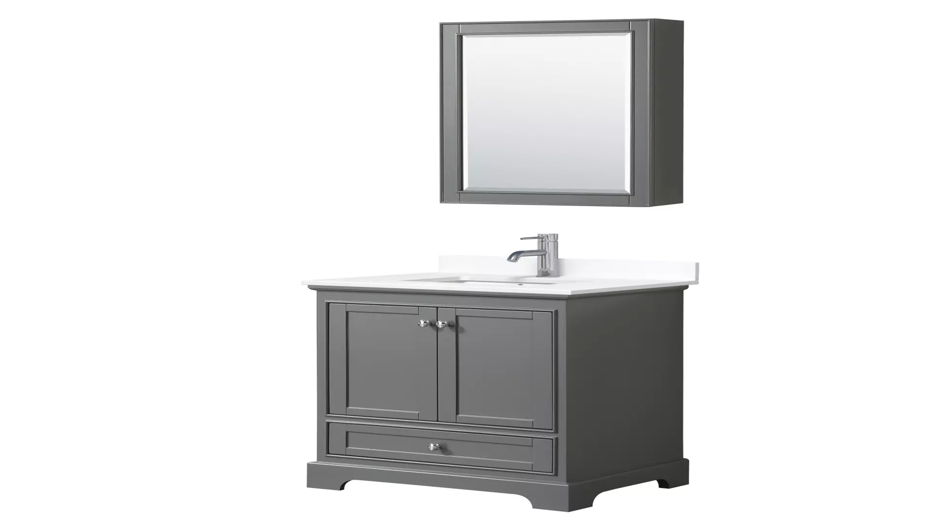 Deborah 30 Inch Single Bathroom Vanity in Dark Gray, White Cultured Marble Countertop, Undermount Square Sink, Medicine Cabinet material