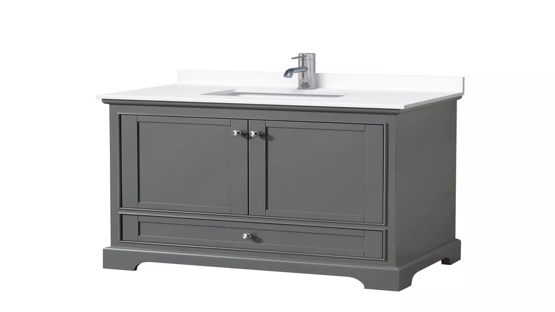 Deborah 36 Inch Single Bathroom Vanity in Dark Gray, White Cultured Marble Countertop, Undermount Square Sink, No Mirror material