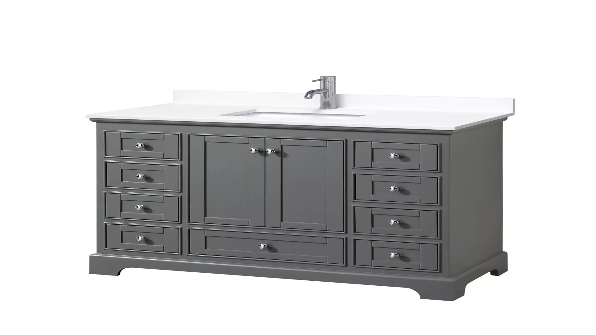 Deborah 48 Inch Single Bathroom Vanity in Dark Gray, White Cultured Marble Countertop, Undermount Square Sink, No Mirror material