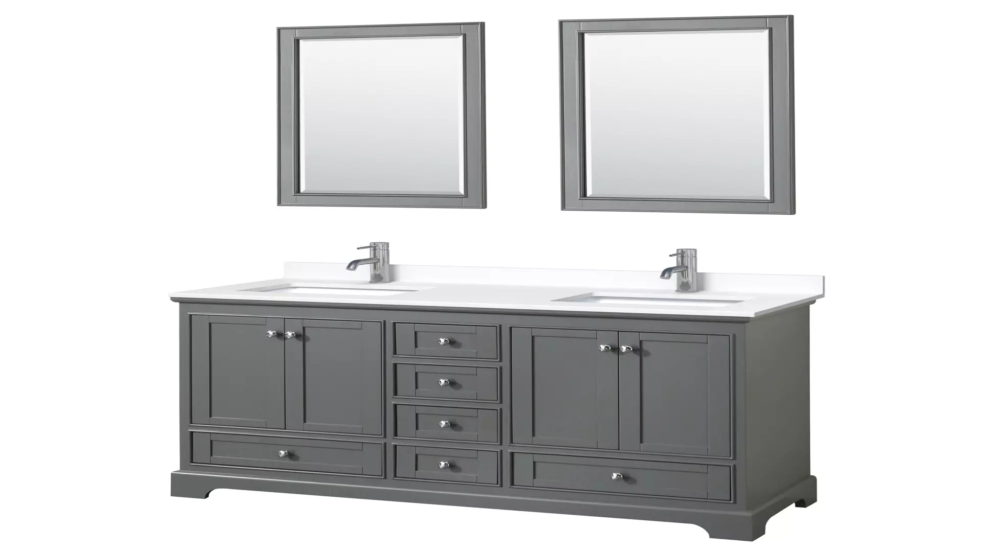 Deborah 60 Inch Double Bathroom Vanity in Dark Gray, White Cultured Marble Countertop, Undermount Square Sinks, 24 Inch Mirrors material