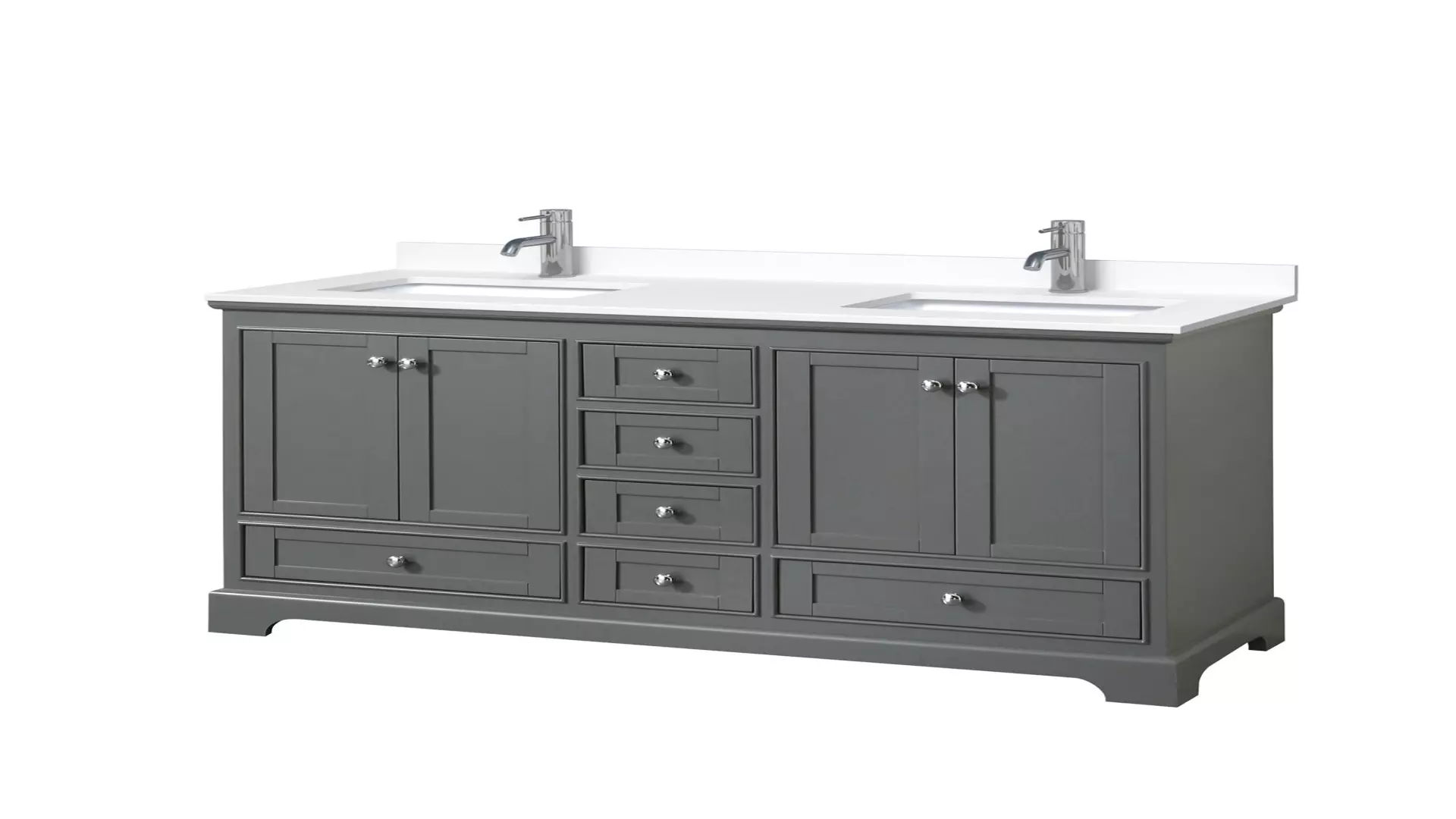 Deborah 60 Inch Double Bathroom Vanity in Dark Gray, White Cultured Marble Countertop, Undermount Square Sinks, No Mirrors material