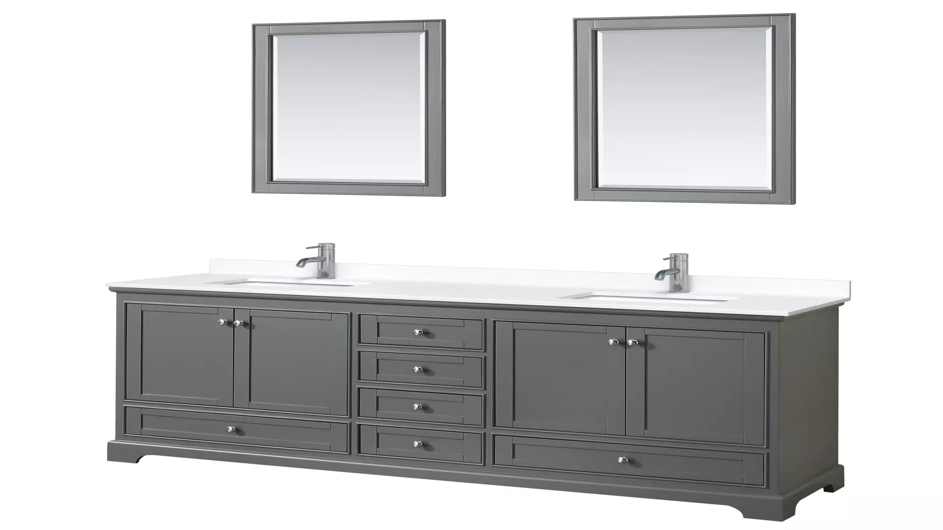 Deborah 80 Inch Double Bathroom Vanity in Dark Gray, White Cultured Marble Countertop, Undermount Square Sinks, 24 Inch Mirrors material