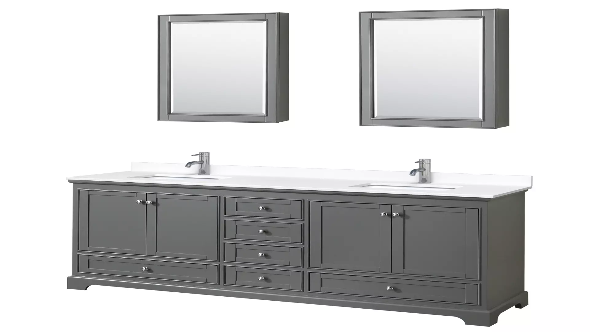 Deborah 80 Inch Double Bathroom Vanity in Dark Gray, White Cultured Marble Countertop, Undermount Square Sinks, Medicine Cabinets material