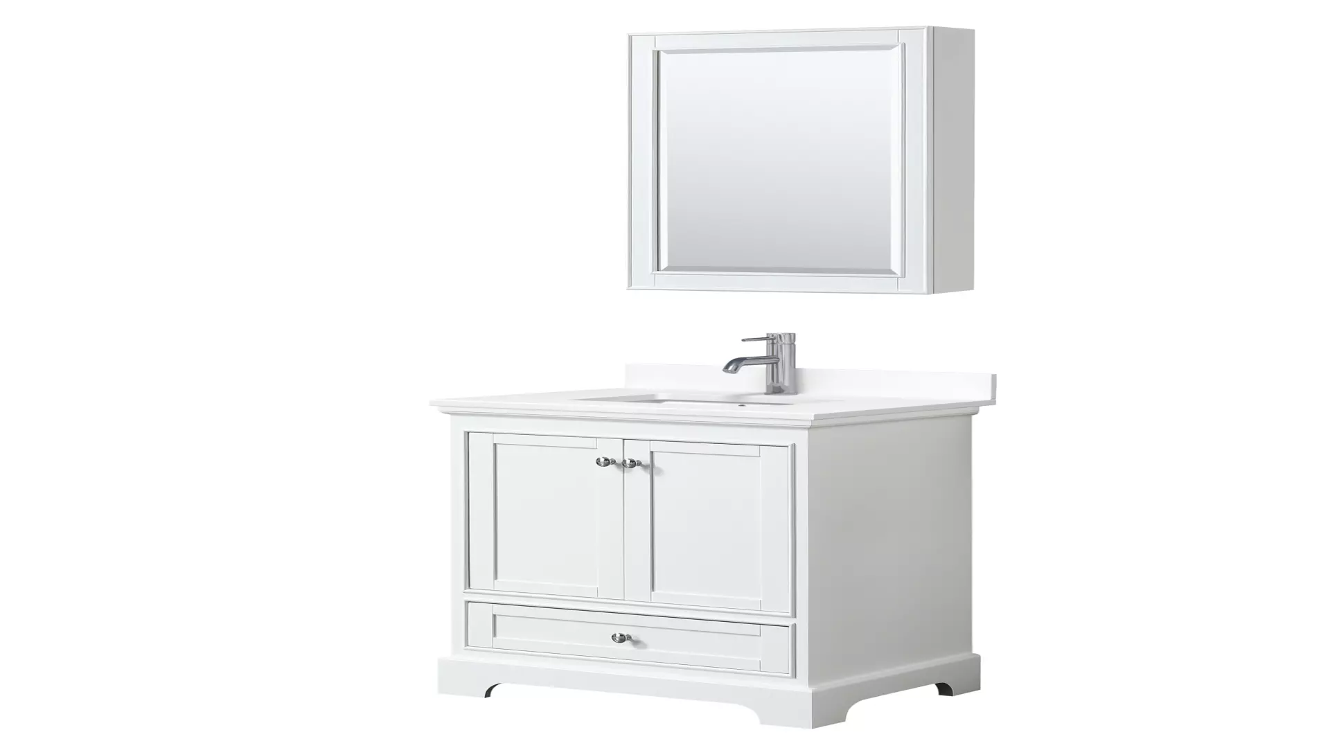 Deborah 30 Inch Single Bathroom Vanity in White, White Cultured Marble Countertop, Undermount Square Sink, Medicine Cabinet material