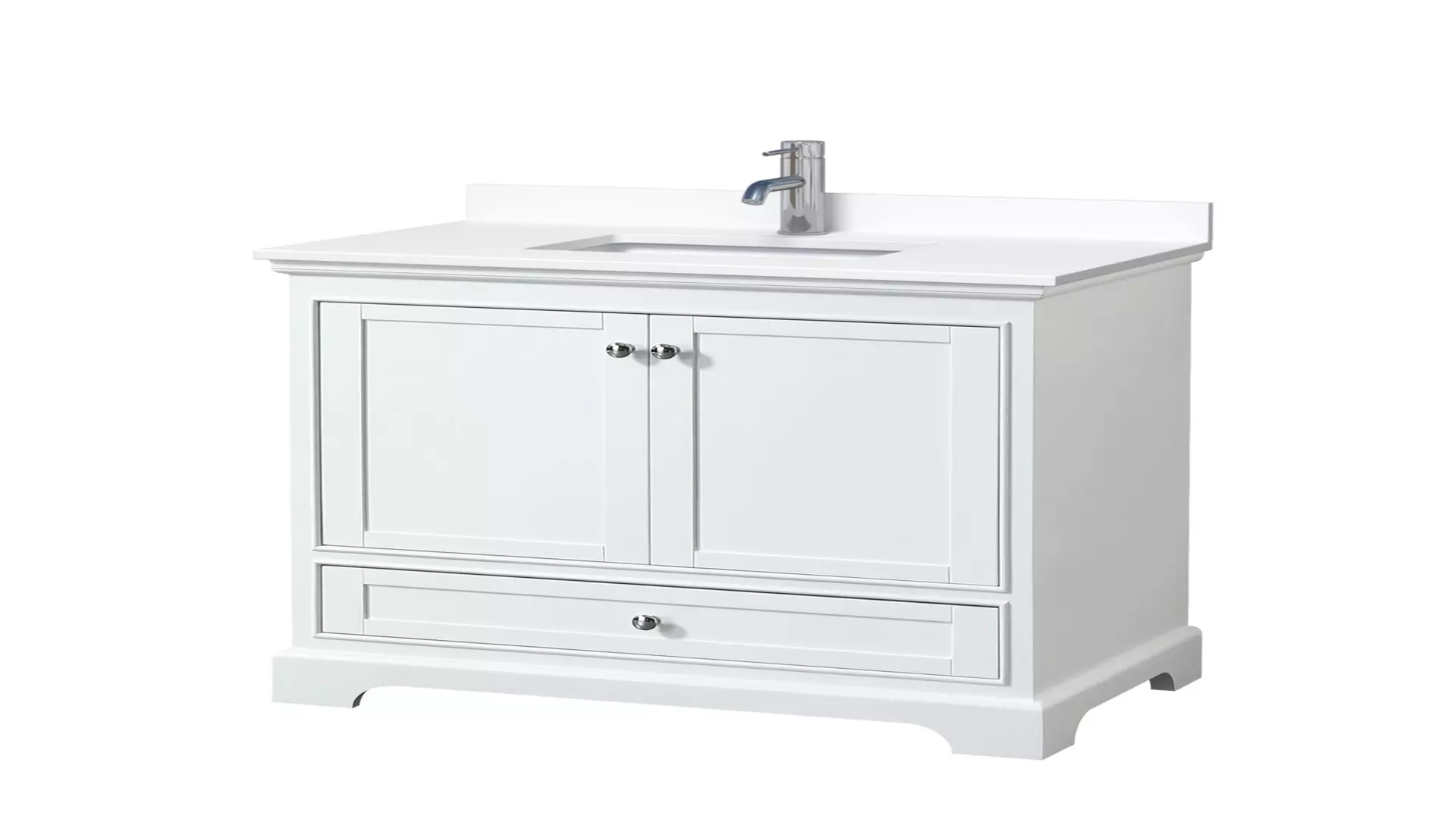 Deborah 36 Inch Single Bathroom Vanity in White, White Cultured Marble Countertop, Undermount Square Sink, No Mirror material