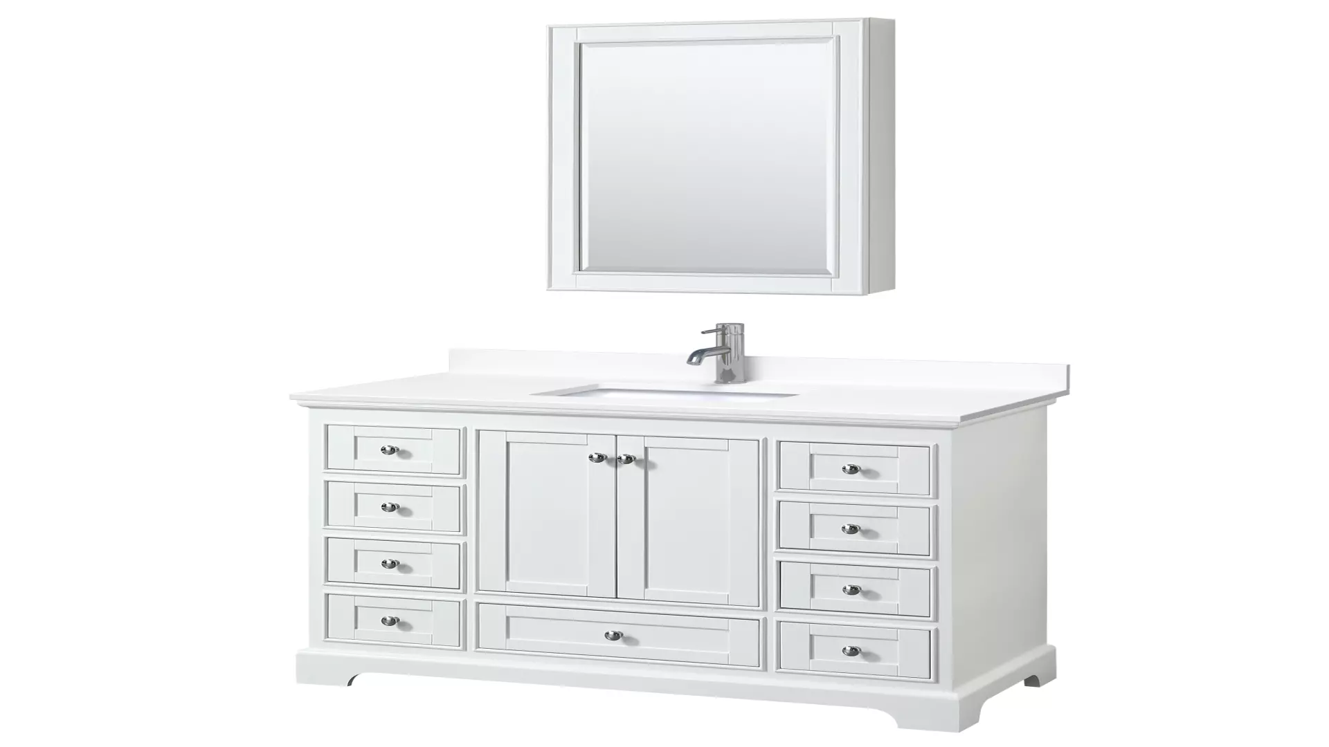 Deborah 48 Inch Single Bathroom Vanity in White, White Cultured Marble Countertop, Undermount Square Sink, Medicine Cabinet material