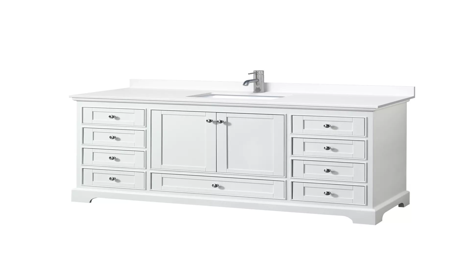 Deborah 60 Inch Single Bathroom Vanity in White, White Cultured Marble Countertop, Undermount Square Sink, No Mirror material