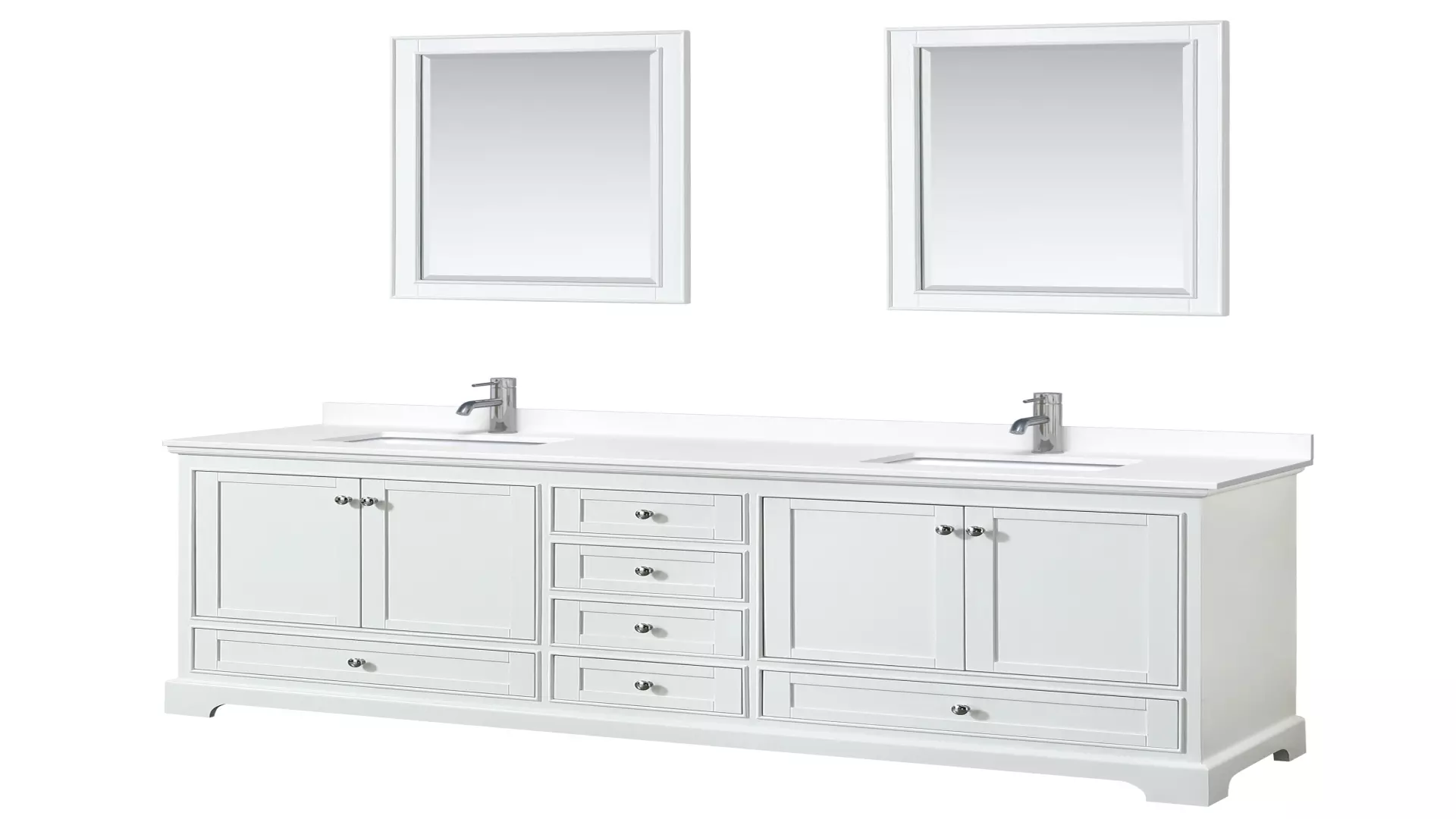 Deborah 80 Inch Double Bathroom Vanity in White, White Cultured Marble Countertop, Undermount Square Sinks, 24 Inch Mirrors material