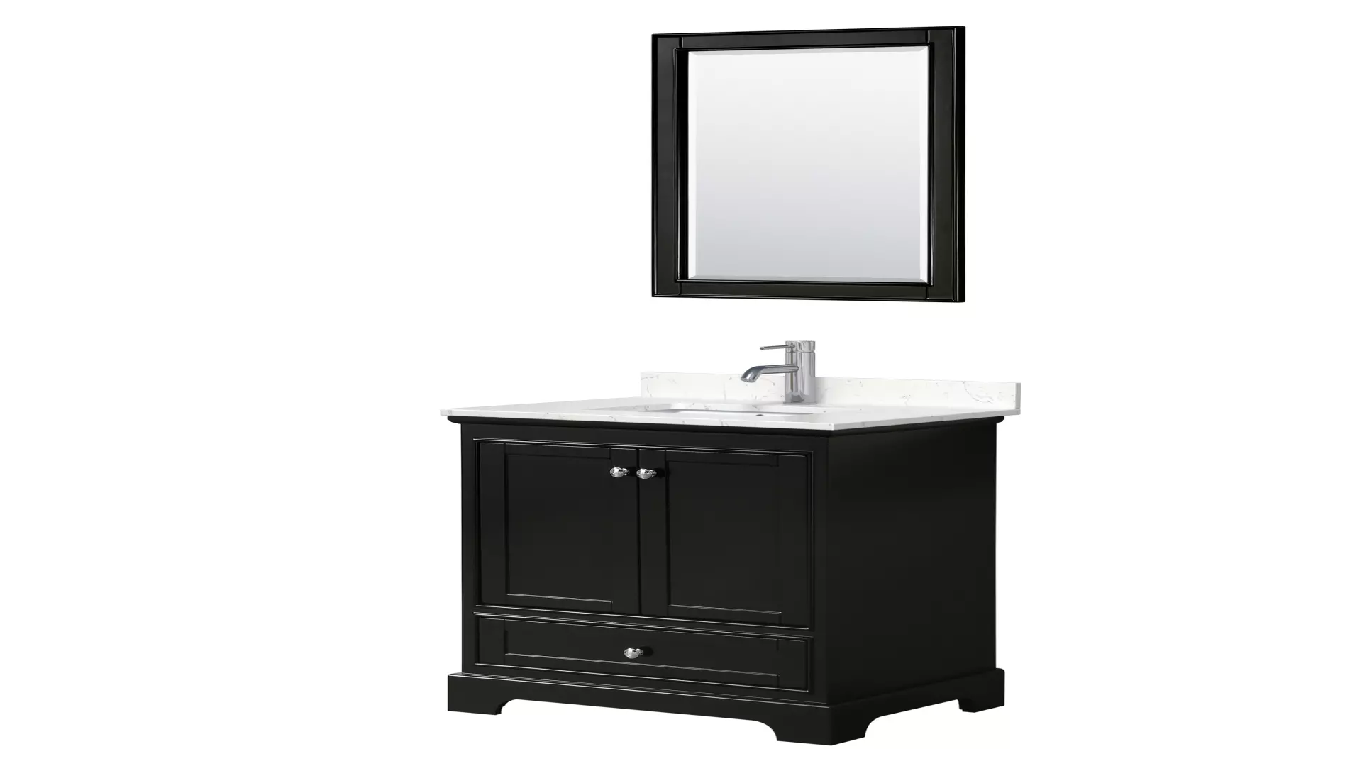 Deborah 30 Inch Single Bathroom Vanity in Dark Espresso, Carrara Cultured Marble Countertop, Undermount Square Sink, 24 Inch Mirror material