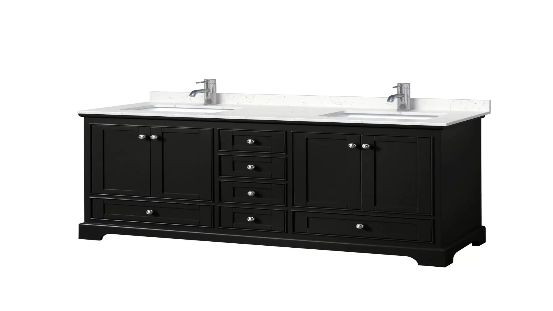 Deborah 60 Inch Double Bathroom Vanity in Dark Espresso, Carrara Cultured Marble Countertop, Undermount Square Sinks, No Mirrors material