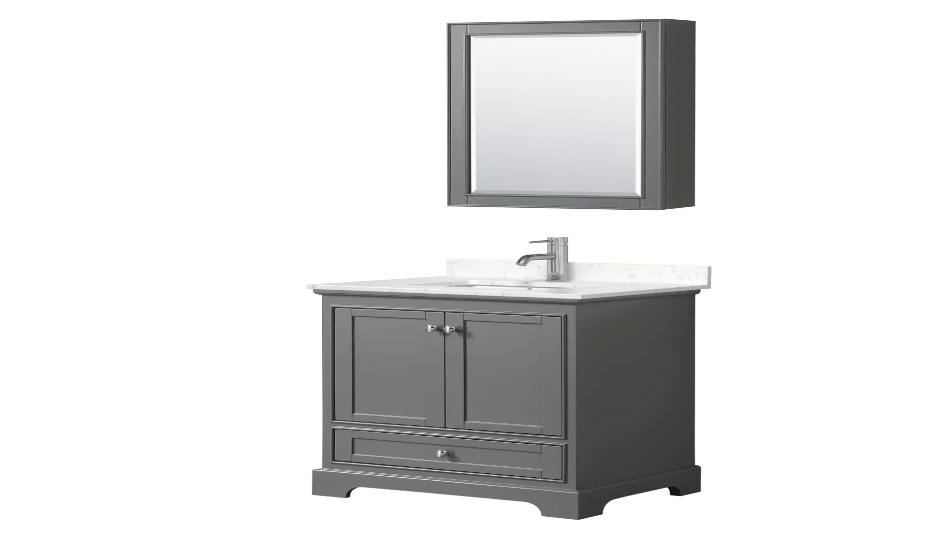 Deborah 30 Inch Single Bathroom Vanity in Dark Gray, Carrara Cultured Marble Countertop, Undermount Square Sink, Medicine Cabinet material