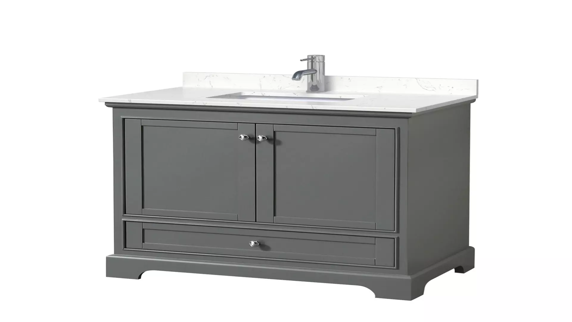 Deborah 36 Inch Single Bathroom Vanity in Dark Gray, Carrara Cultured Marble Countertop, Undermount Square Sink, No Mirror material