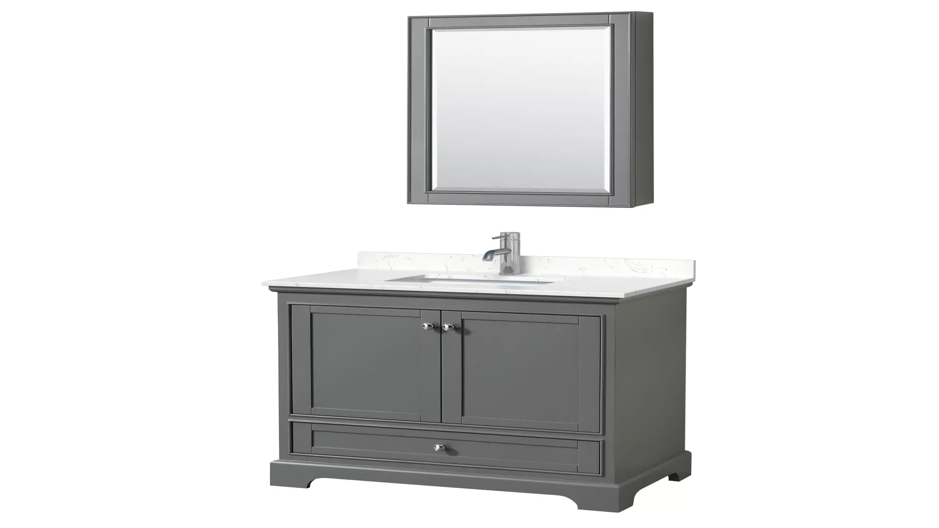 Deborah 36 Inch Single Bathroom Vanity in Dark Gray, Carrara Cultured Marble Countertop, Undermount Square Sink, Medicine Cabinet material