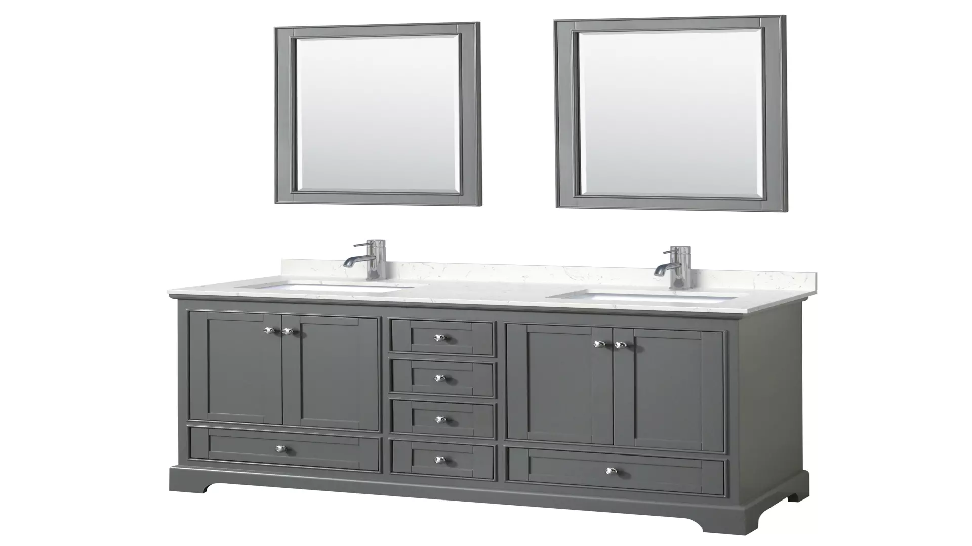 Deborah 60 Inch Double Bathroom Vanity in Dark Gray, Carrara Cultured Marble Countertop, Undermount Square Sinks, 24 Inch Mirrors material