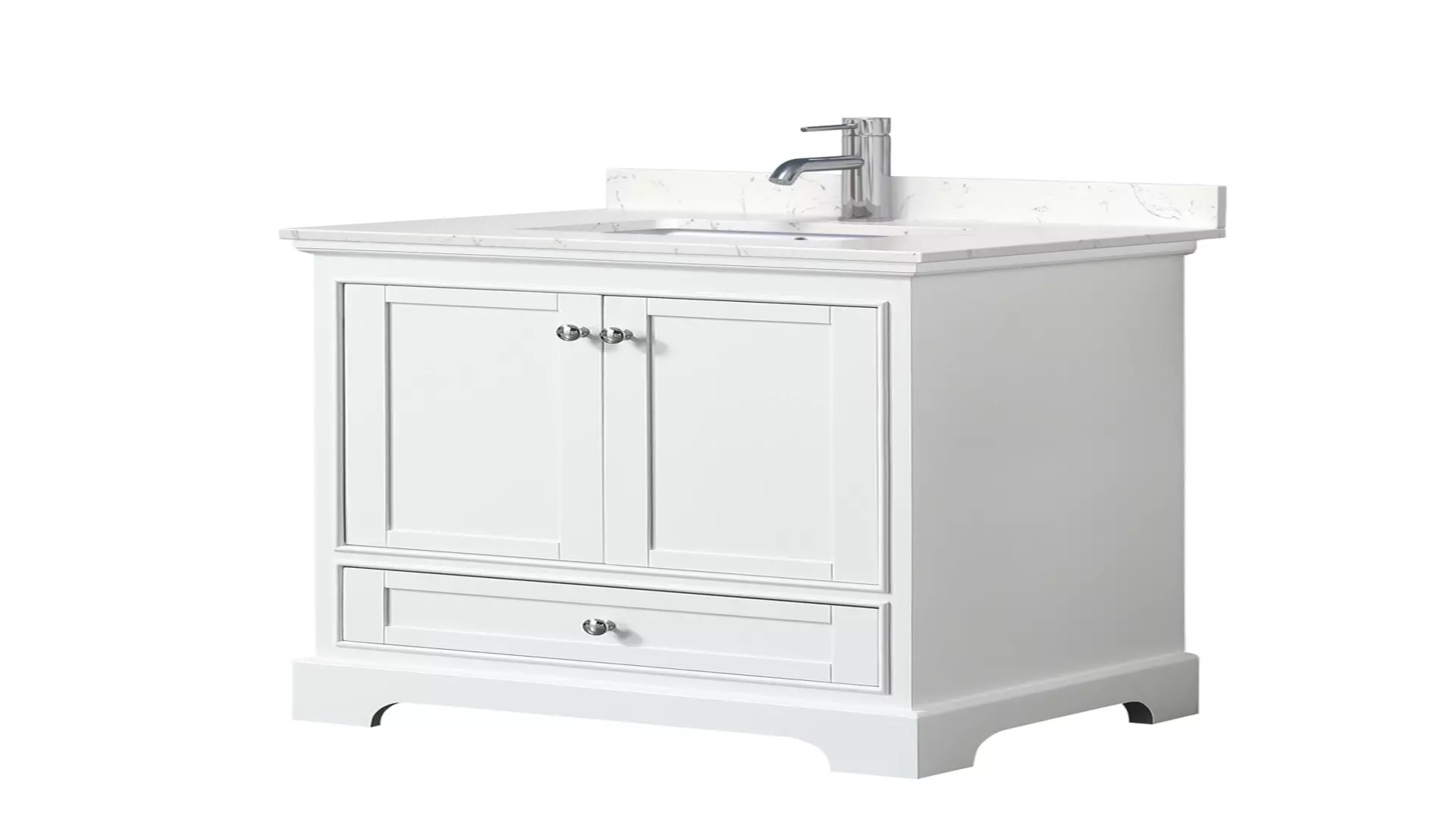 Deborah 30 Inch Single Bathroom Vanity in White, Carrara Cultured Marble Countertop, Undermount Square Sink, No Mirror material