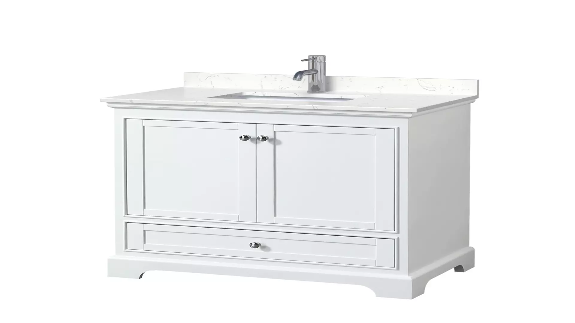 Deborah 36 Inch Single Bathroom Vanity in White, Carrara Cultured Marble Countertop, Undermount Square Sink, No Mirror material
