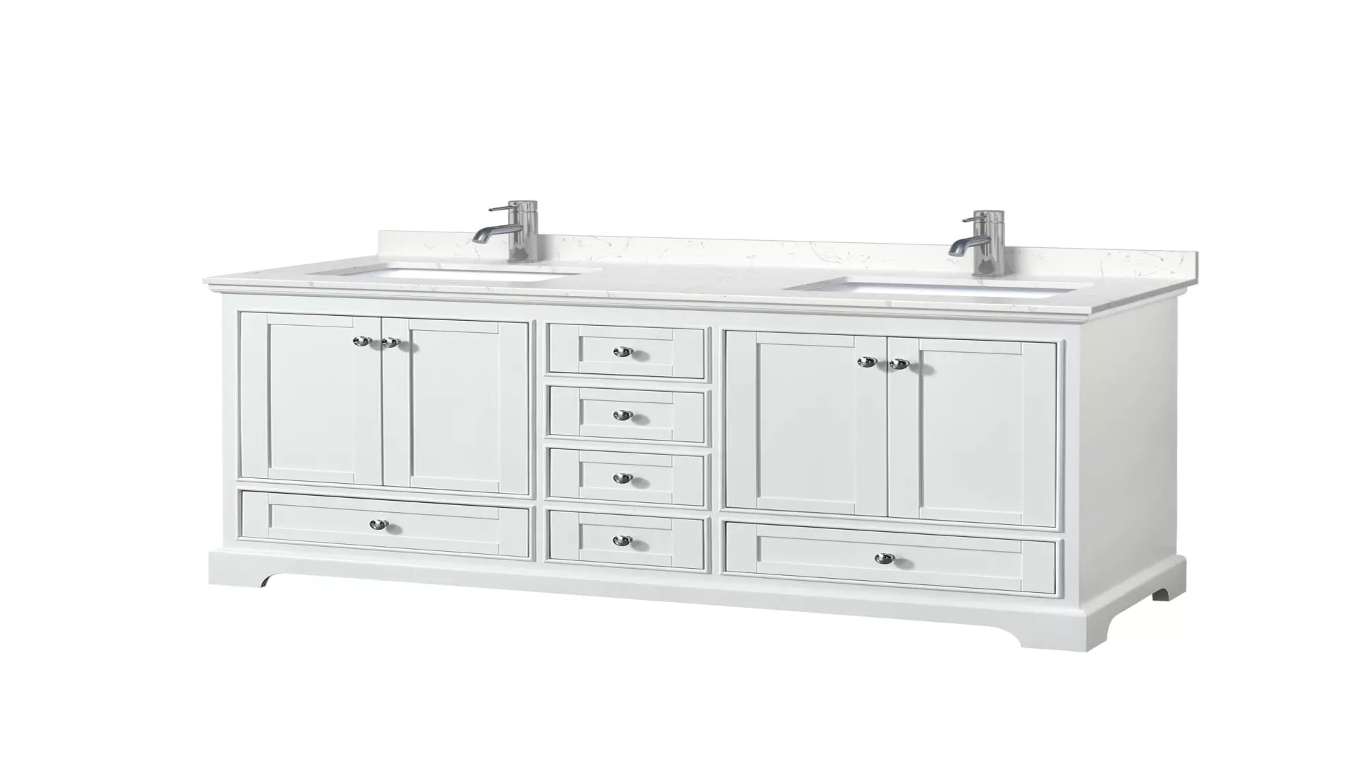Deborah 60 Inch Double Bathroom Vanity in White, Carrara Cultured Marble Countertop, Undermount Square Sinks, No Mirrors material