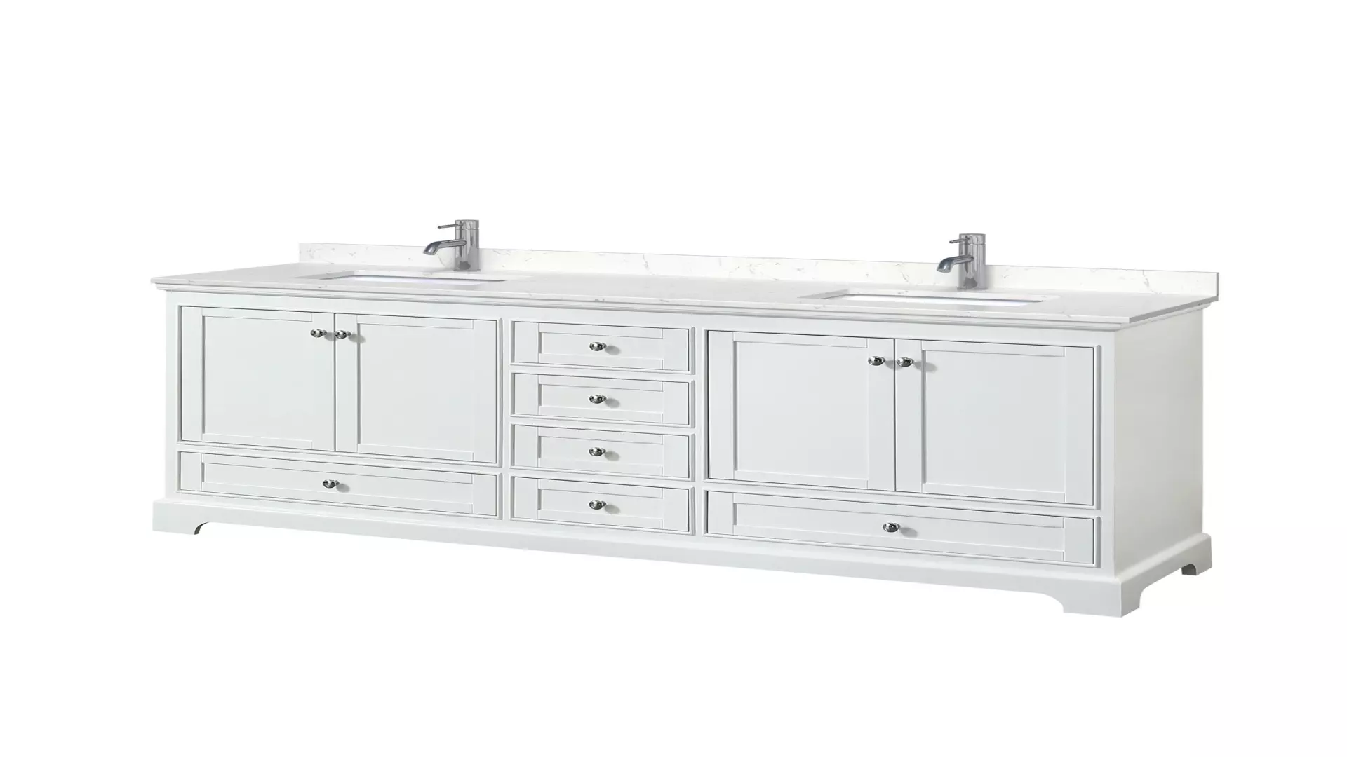 Deborah 80 Inch Double Bathroom Vanity in White, Carrara Cultured Marble Countertop, Undermount Square Sinks, No Mirrors material