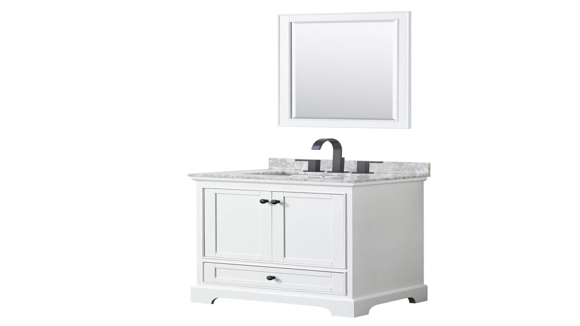 Deborah 30 Inch Single Bathroom Vanity in White, White Carrara Marble Countertop, Undermount Square Sink, Matte Black Trim, 24 Inch Mirror material
