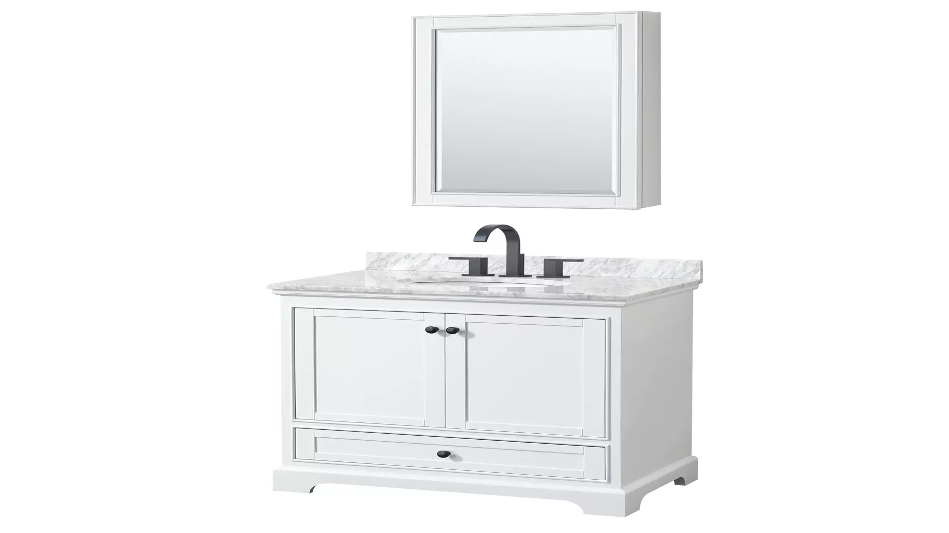 Deborah 36 Inch Single Bathroom Vanity in White, White Carrara Marble Countertop, Undermount Square Sink, Matte Black Trim, Medicine Cabinet material