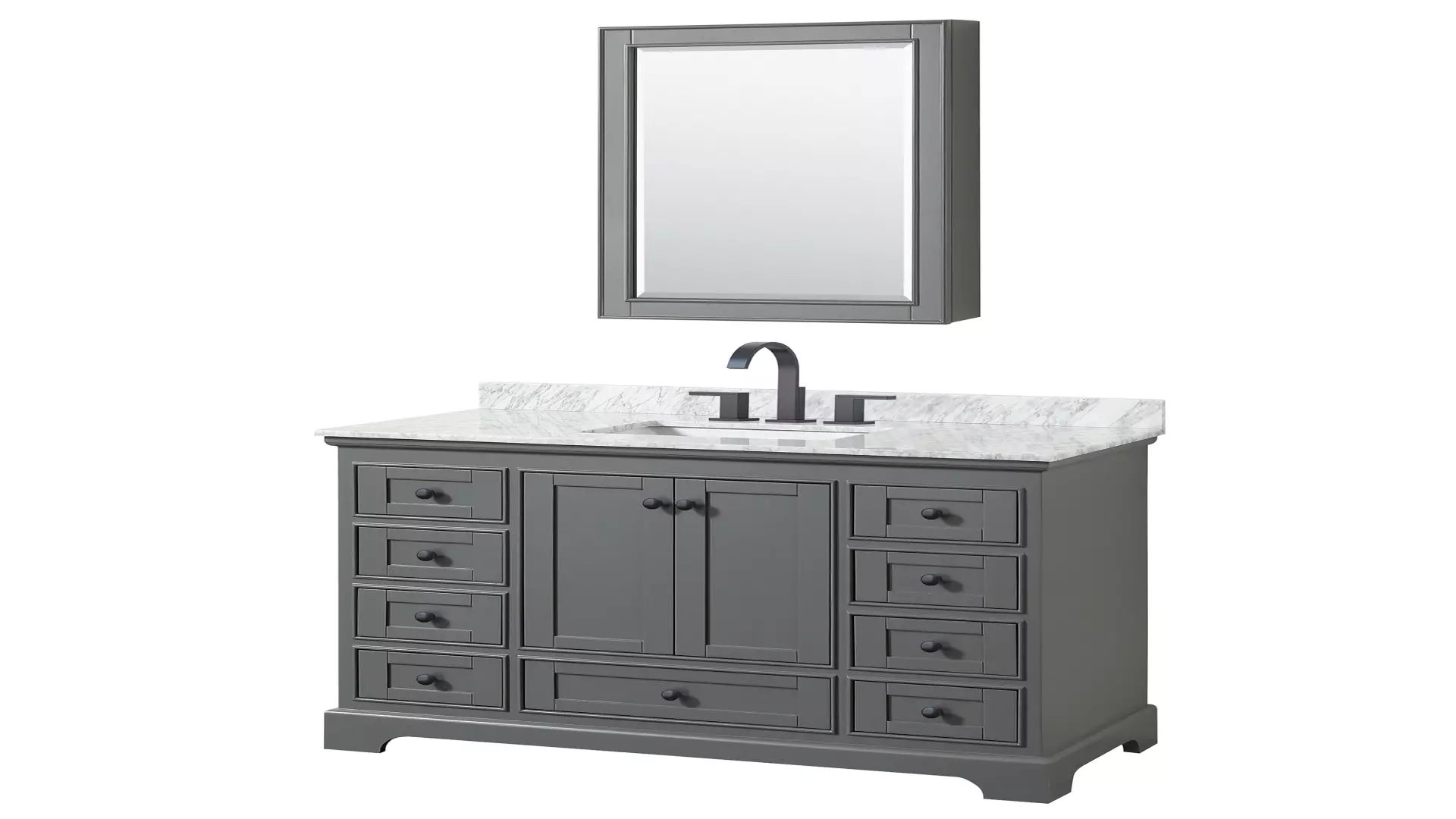Deborah 48 Inch Single Bathroom Vanity in Dark Gray, White Carrara Marble Countertop, Undermount Square Sink, Matte Black Trim, Medicine Cabinet material