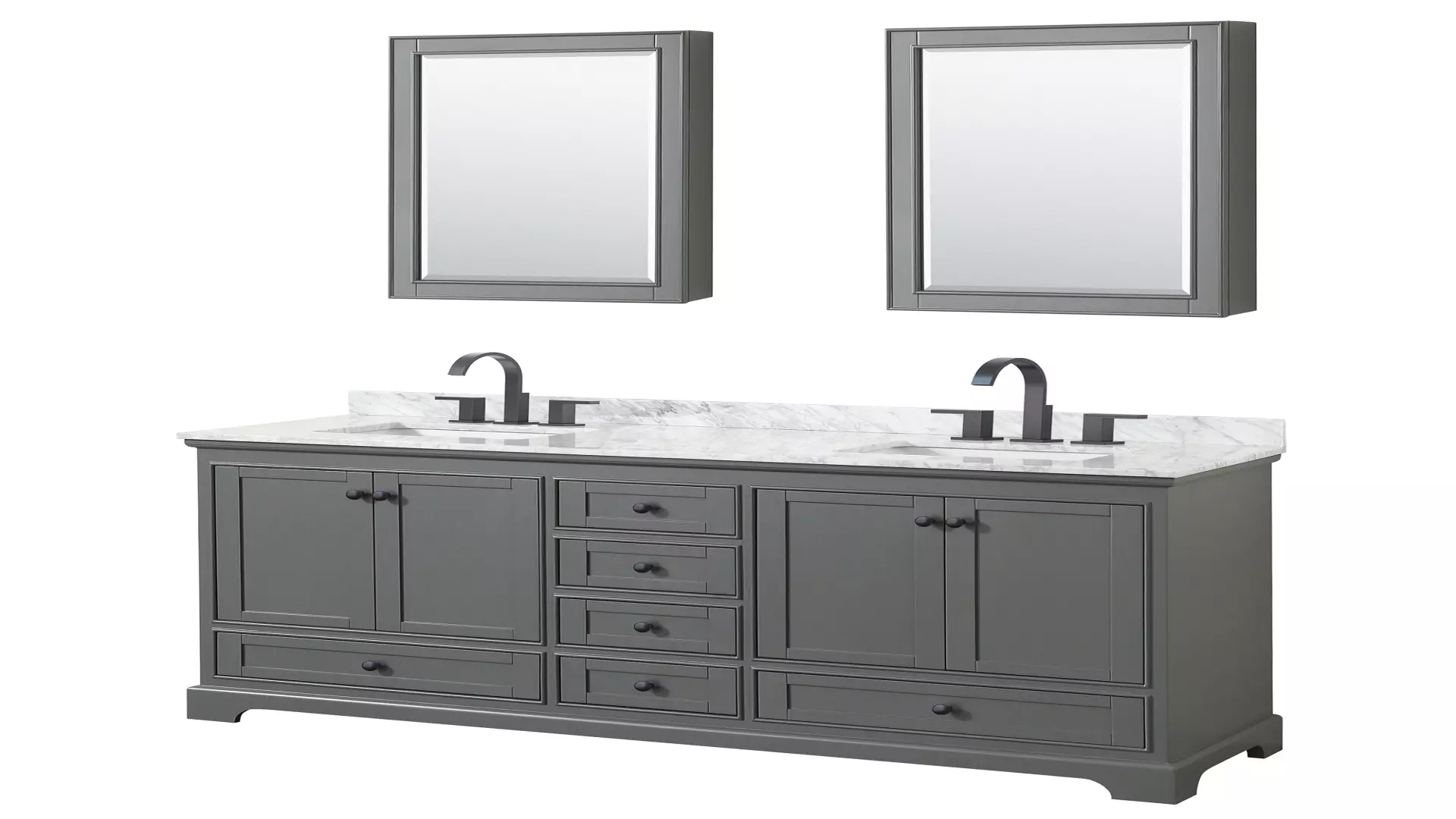 Deborah 72 Inch Double Bathroom Vanity in Dark Gray, White Carrara Marble Countertop, Undermount Square Sinks, Matte Black Trim, Medicine Cabinets material